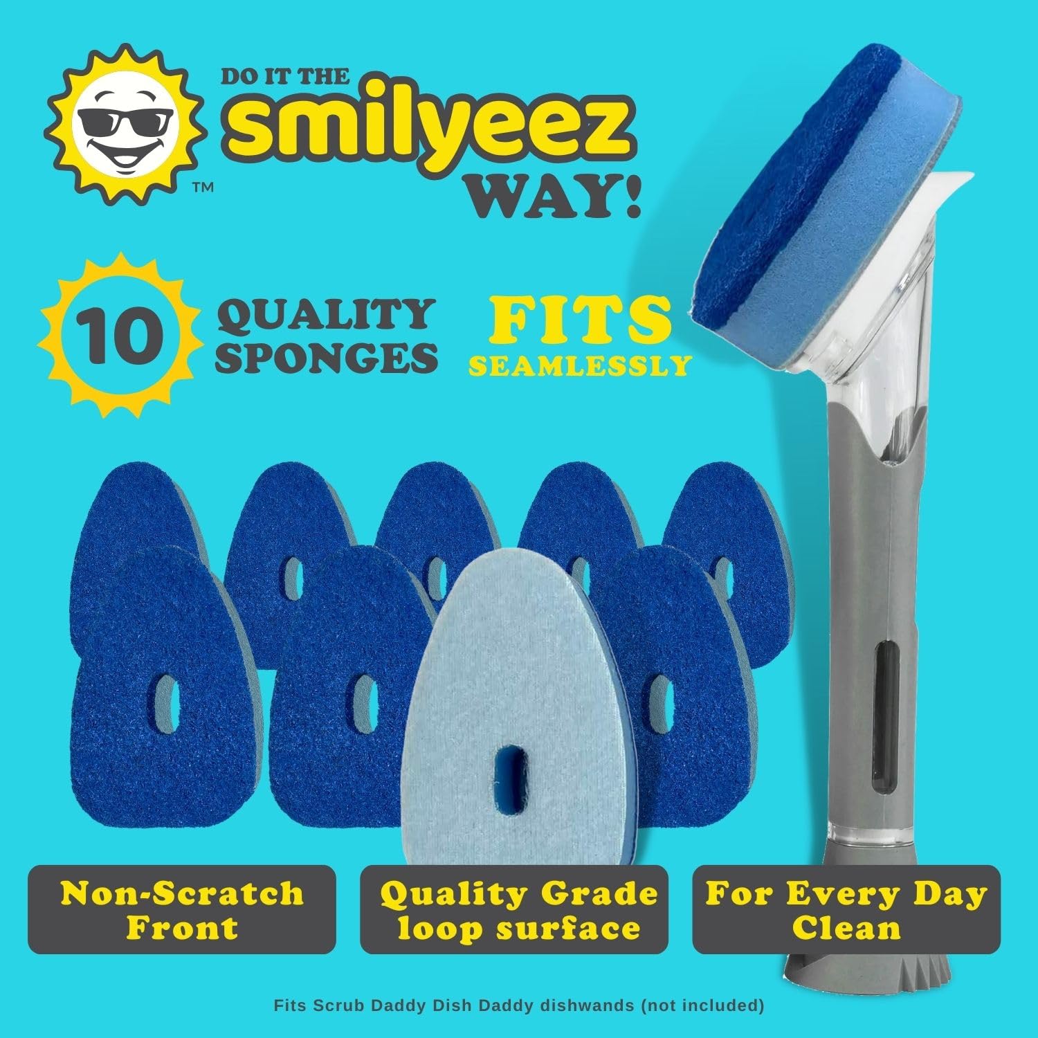 Smilyeez Blue Non-Scratch Sponge Refill for Scrub Daddy Dish Daddy
