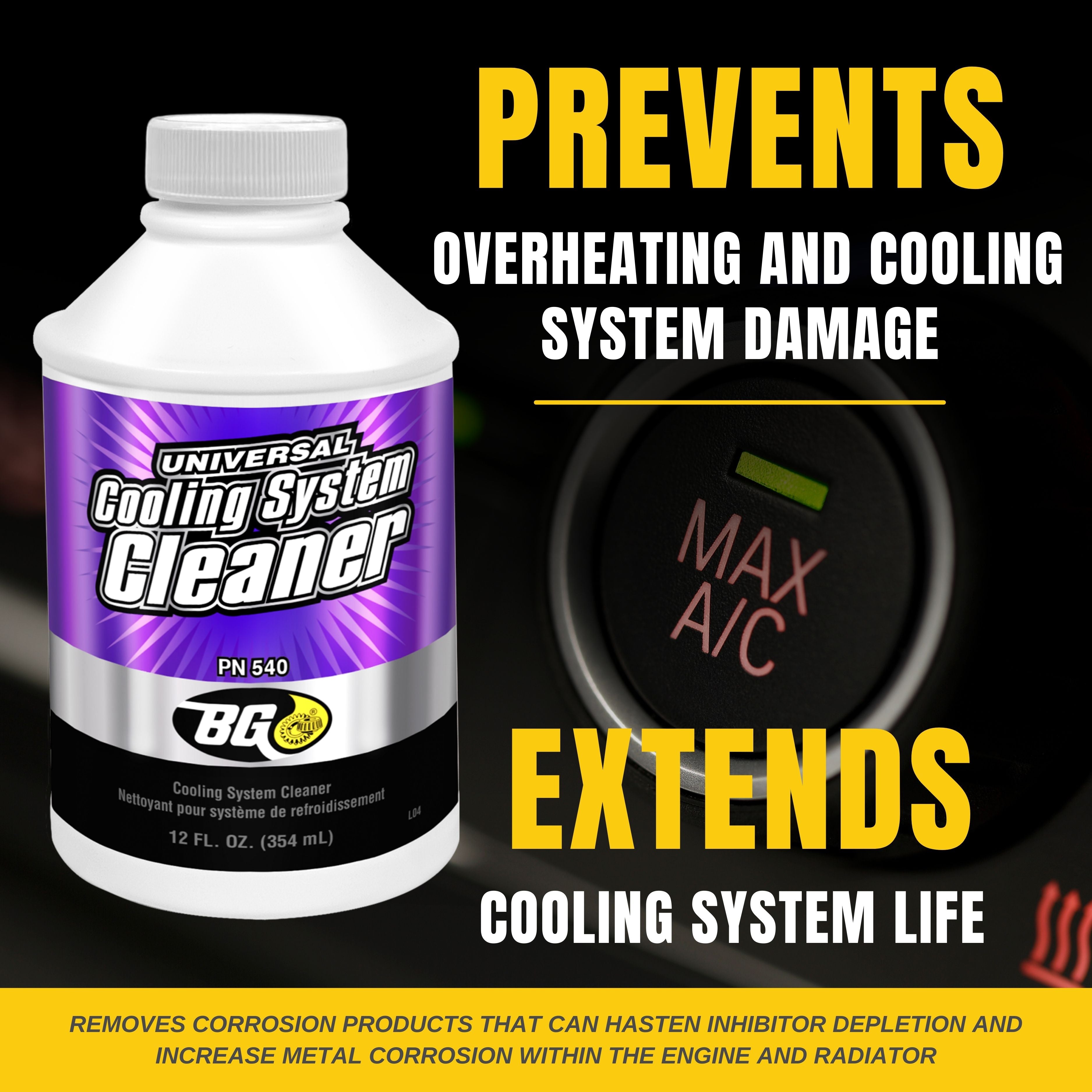 BG Universal Cooling System Cleaner PN 540, 12 oz. with Pocket Screwdriver