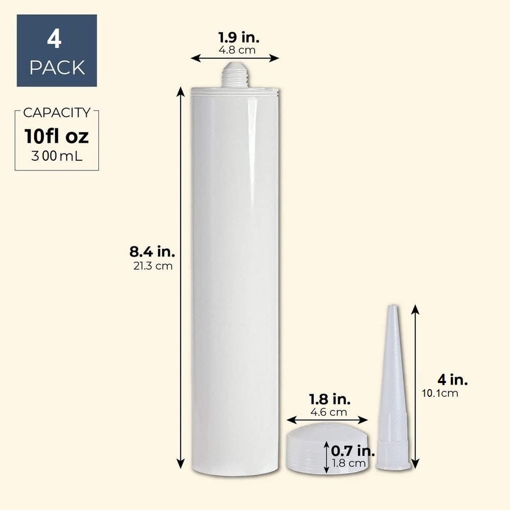4 Empty Caulk Tubes, Fillable Sealant Caulking Tubes With Removable Tips