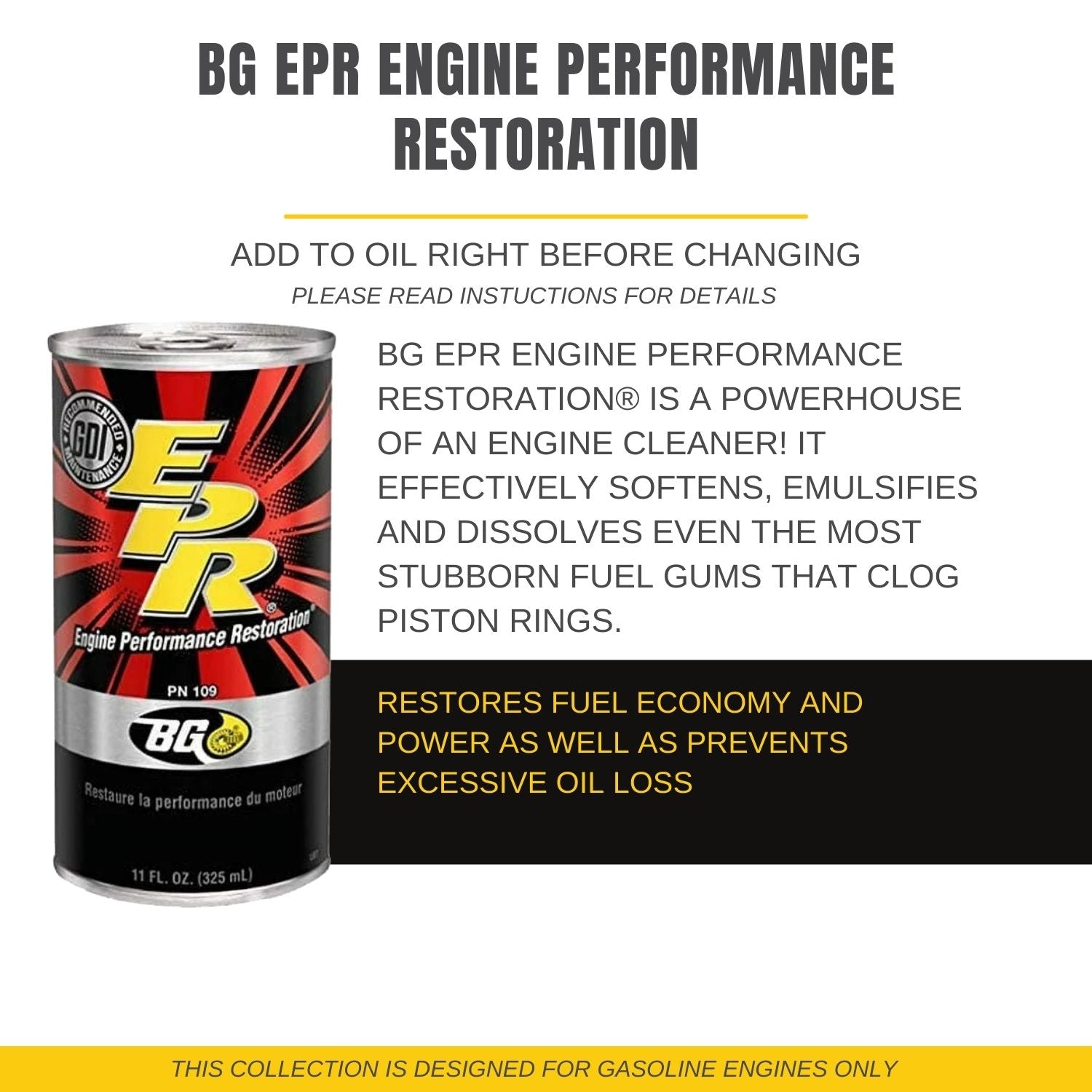 BG MOA PN 115 & EPR PN 109 Engine Performance Restoration & Motor OIl Additive With a Pocket Screwdriver