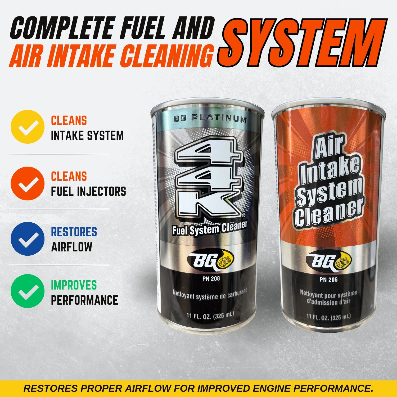 BG K1003 Fuel Injection & Combustion Chamber Cleaner PN 201 & BG Platinum 44K Fuel System Cleaner PN 208 With Pocket Screwdriver