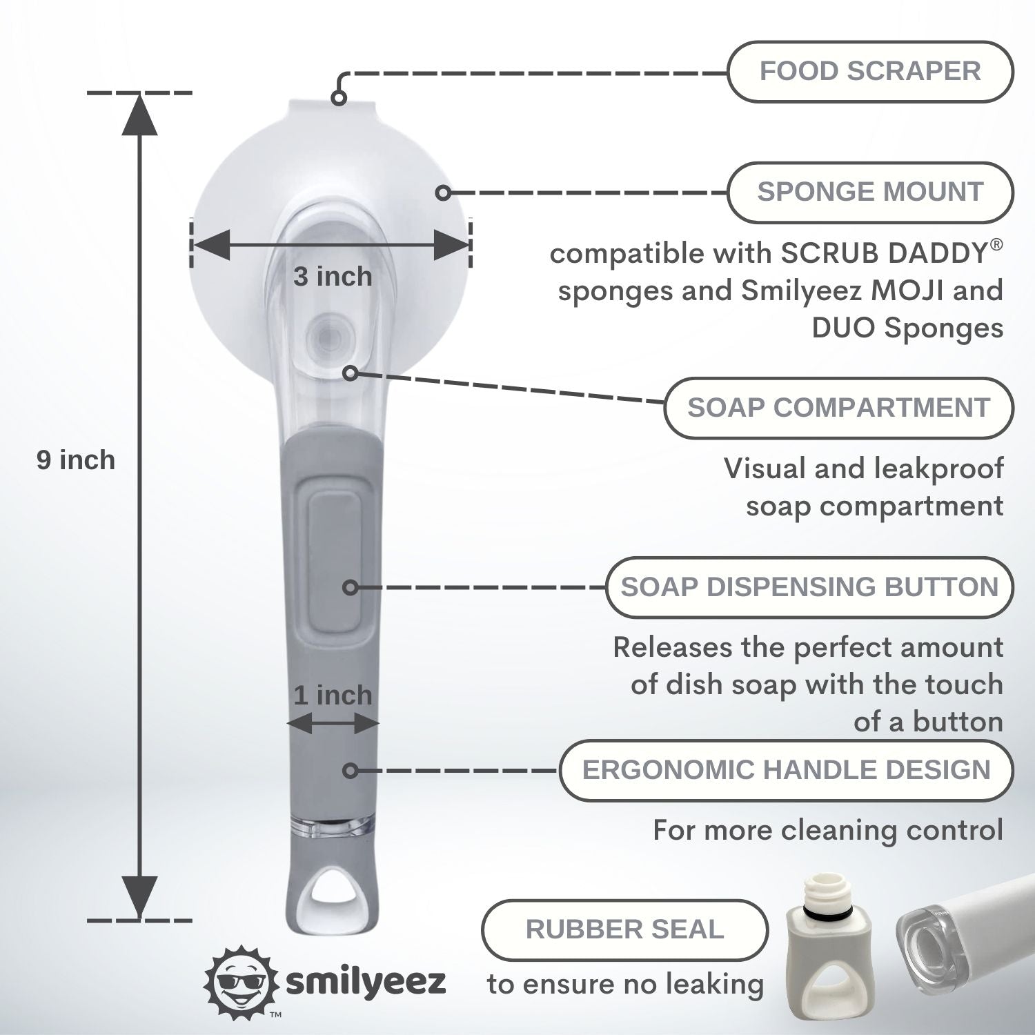 The Original Smiling Handle and Smilyeez Dishwand with 2 brushes