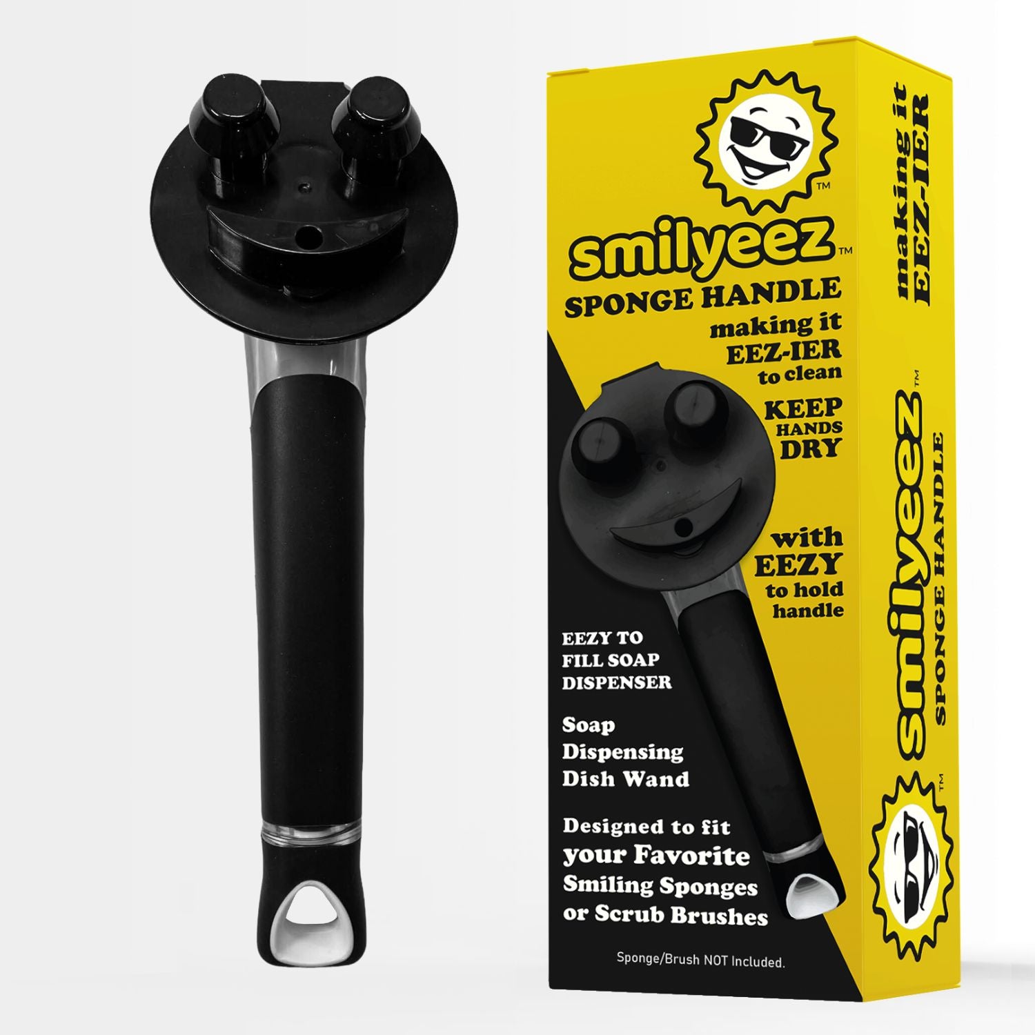 Smilyeez Dishwand Cleaning Kit with (1) Smiling Handle, (1) Smilyeez Dishwand, (4) Variety of Sponges and (1) Reusable Clip