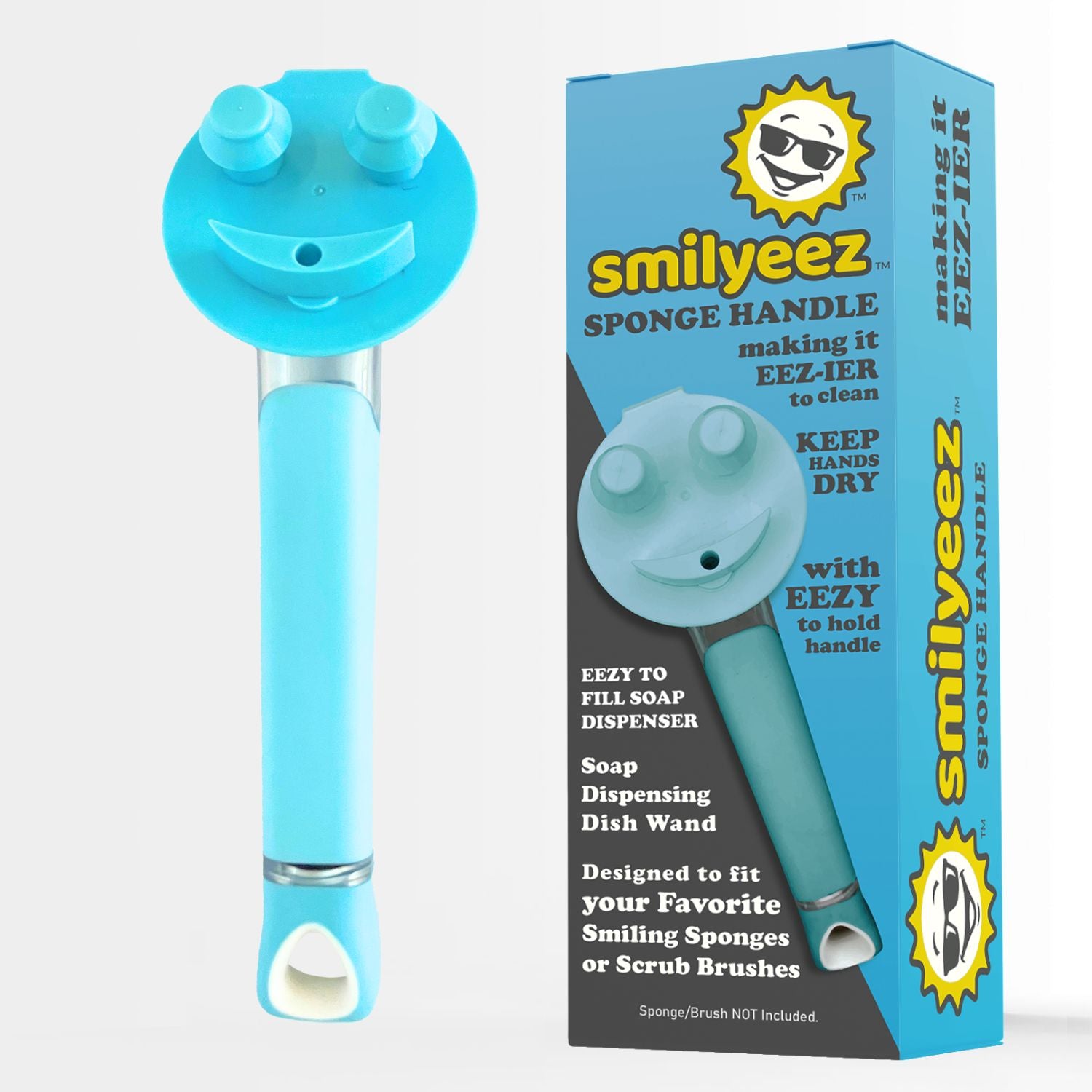 Smilyeez Dishwand Cleaning Kit with (1) Smiling Handle, (1) Smilyeez Dishwand, (4) Variety of Sponges and (1) Reusable Clip