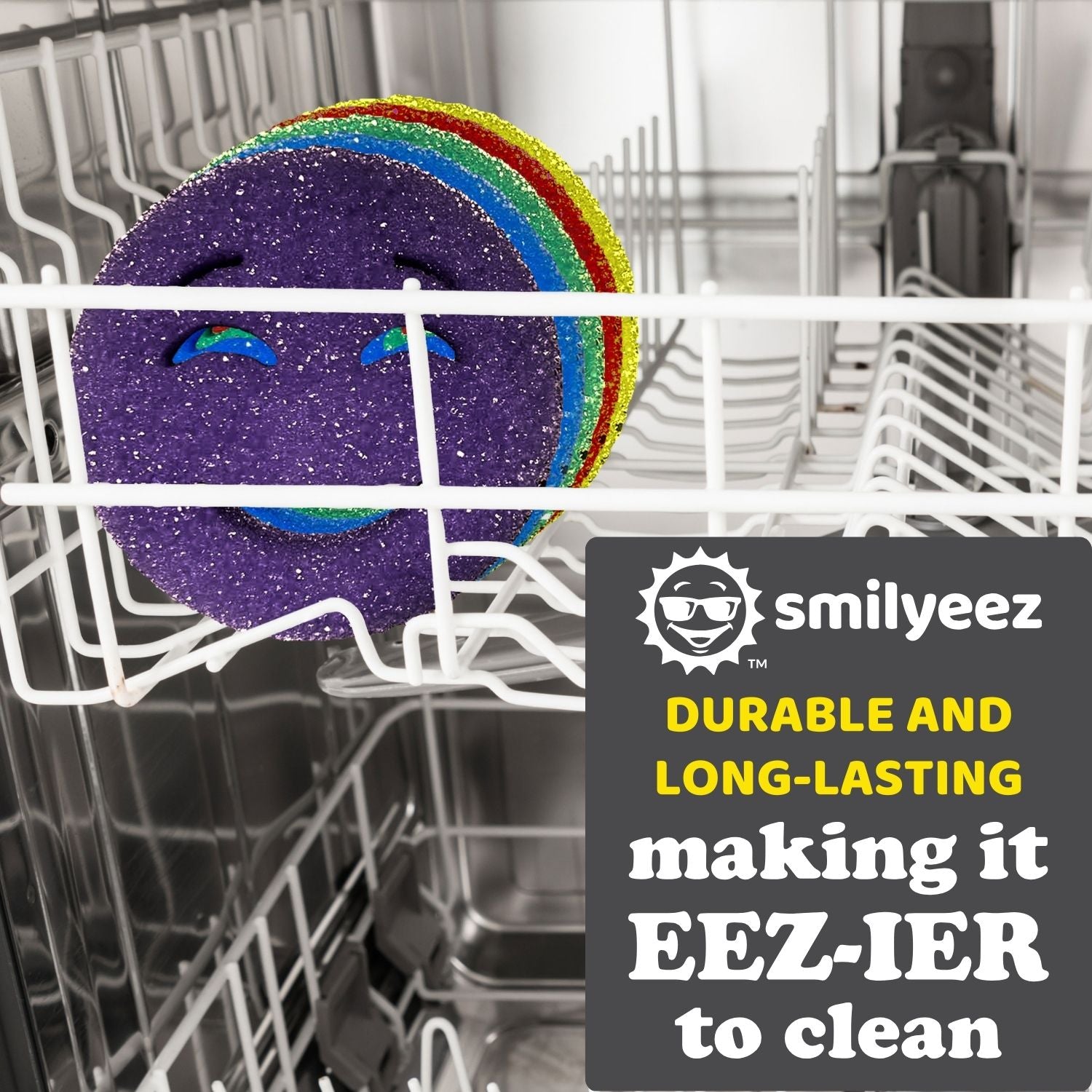 The Original Smiling Handle with Soap Dispensing & 3 Orange Scrub Moji Sponges - Combo