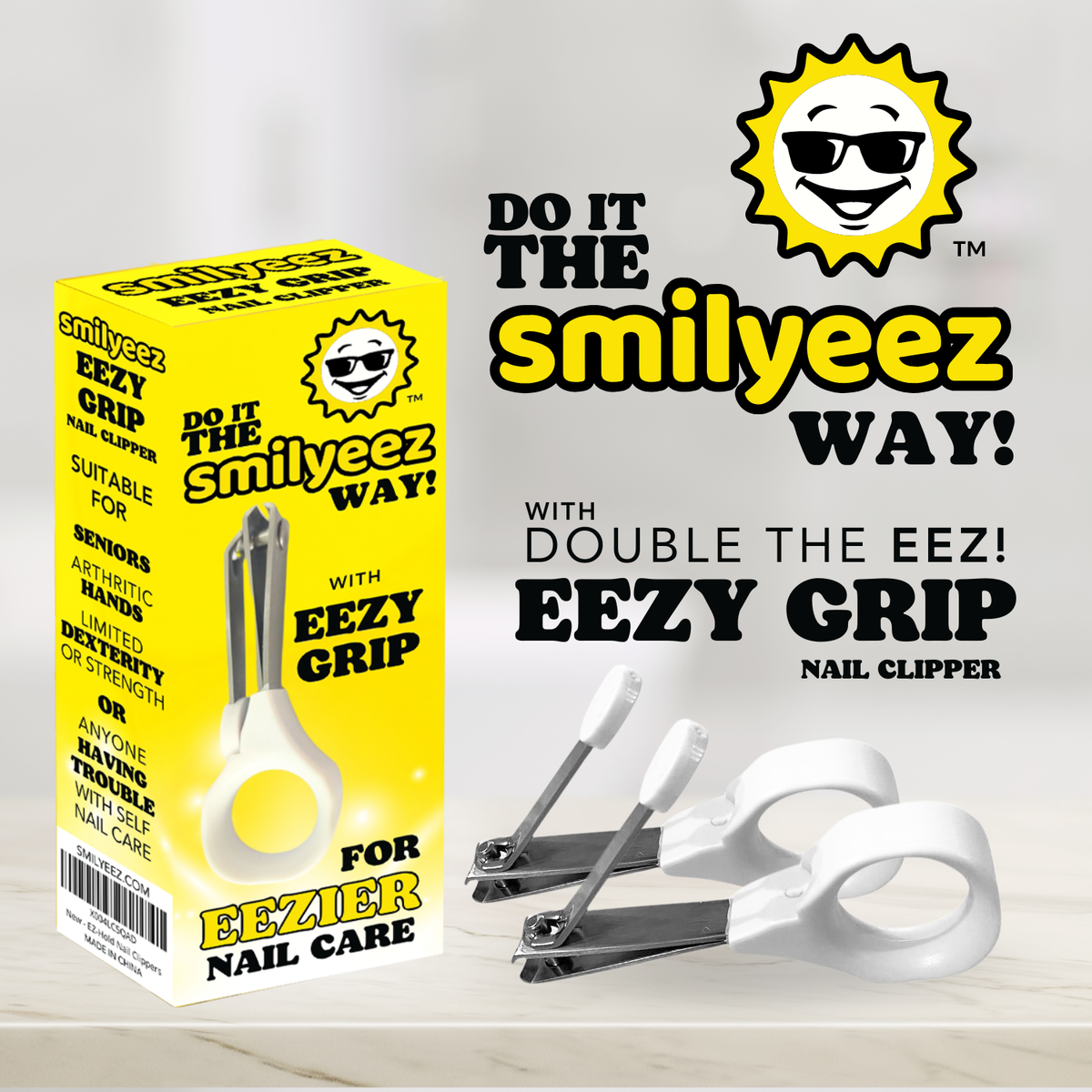 Original Smilyeez EEZY Grip Nail Clippers. EEZY to HOLD Hard to Drop