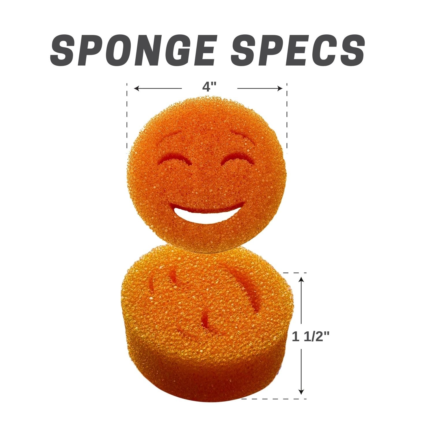 The Original Smiling Handle with Soap Dispensing & 3 Orange Scrub Moji Sponges - Combo