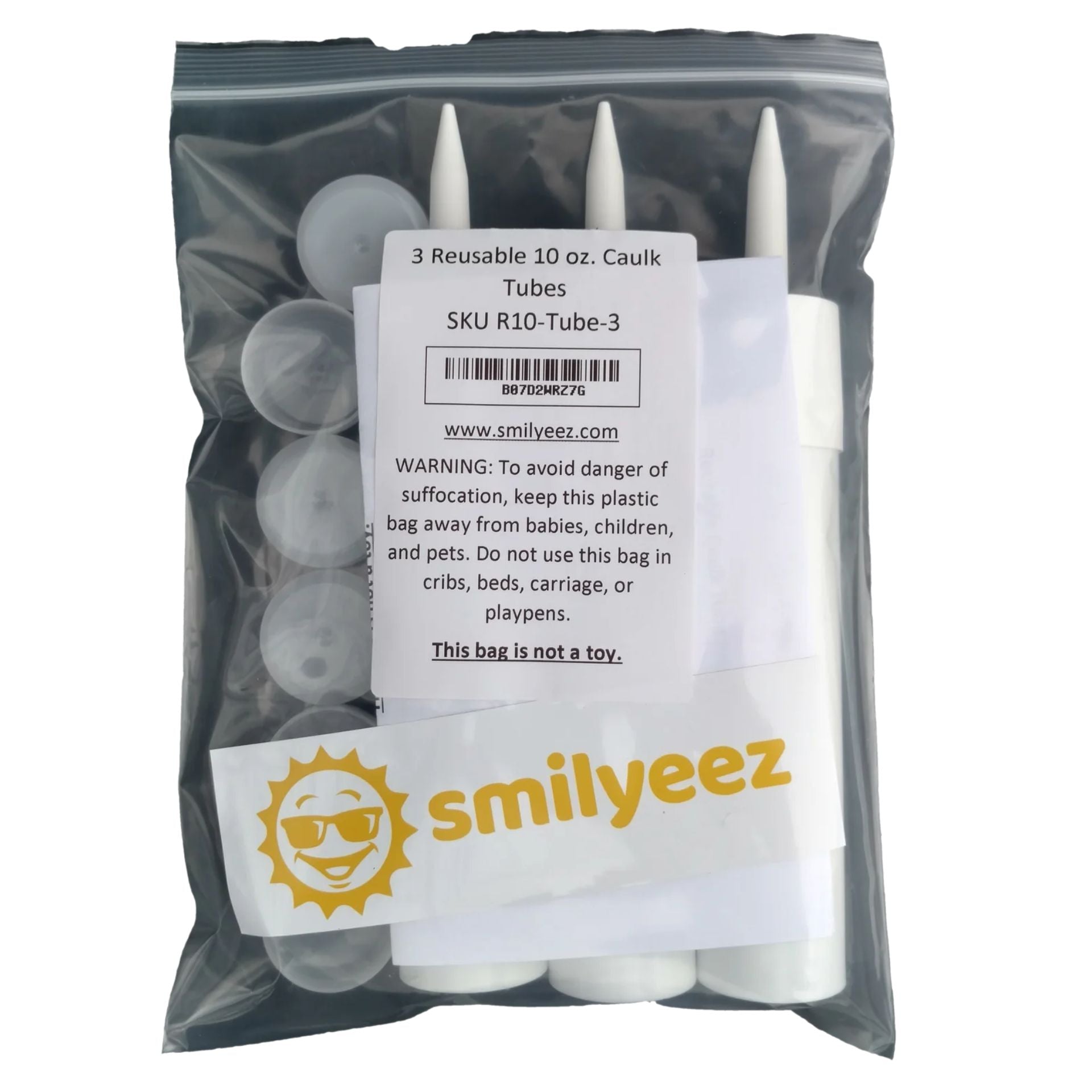 Reusable Empty Caulk Tube - REFILLABLE CAULKING Cartridge 10 oz. - 3 Pack