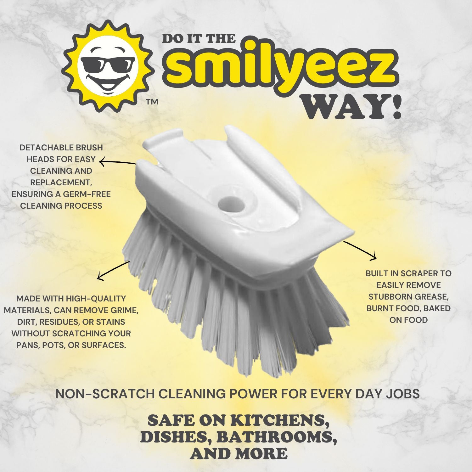 The Original Smiling Handle and Smilyeez Dishwand with 2 brushes