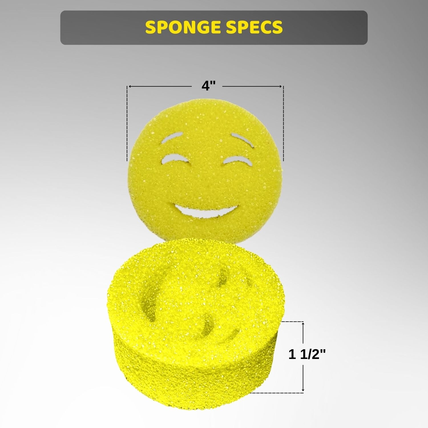 Smile Head for the Scotch Brite Dishwand and 3 Yellow Scrub Moji Sponges