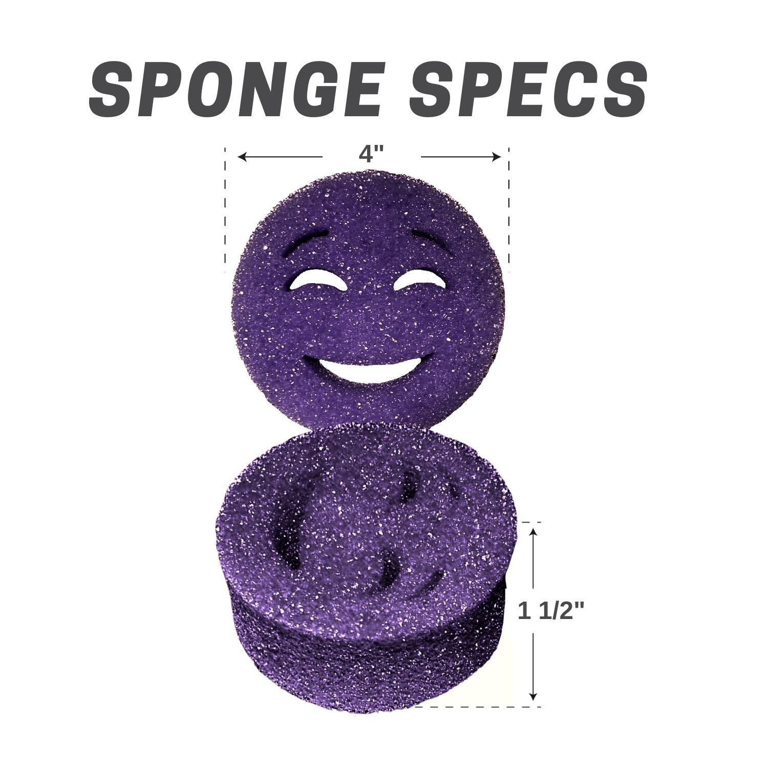 The Original Smiling Handle with Soap Dispensing & 3 Purple Scrub Moji Sponges - Combo