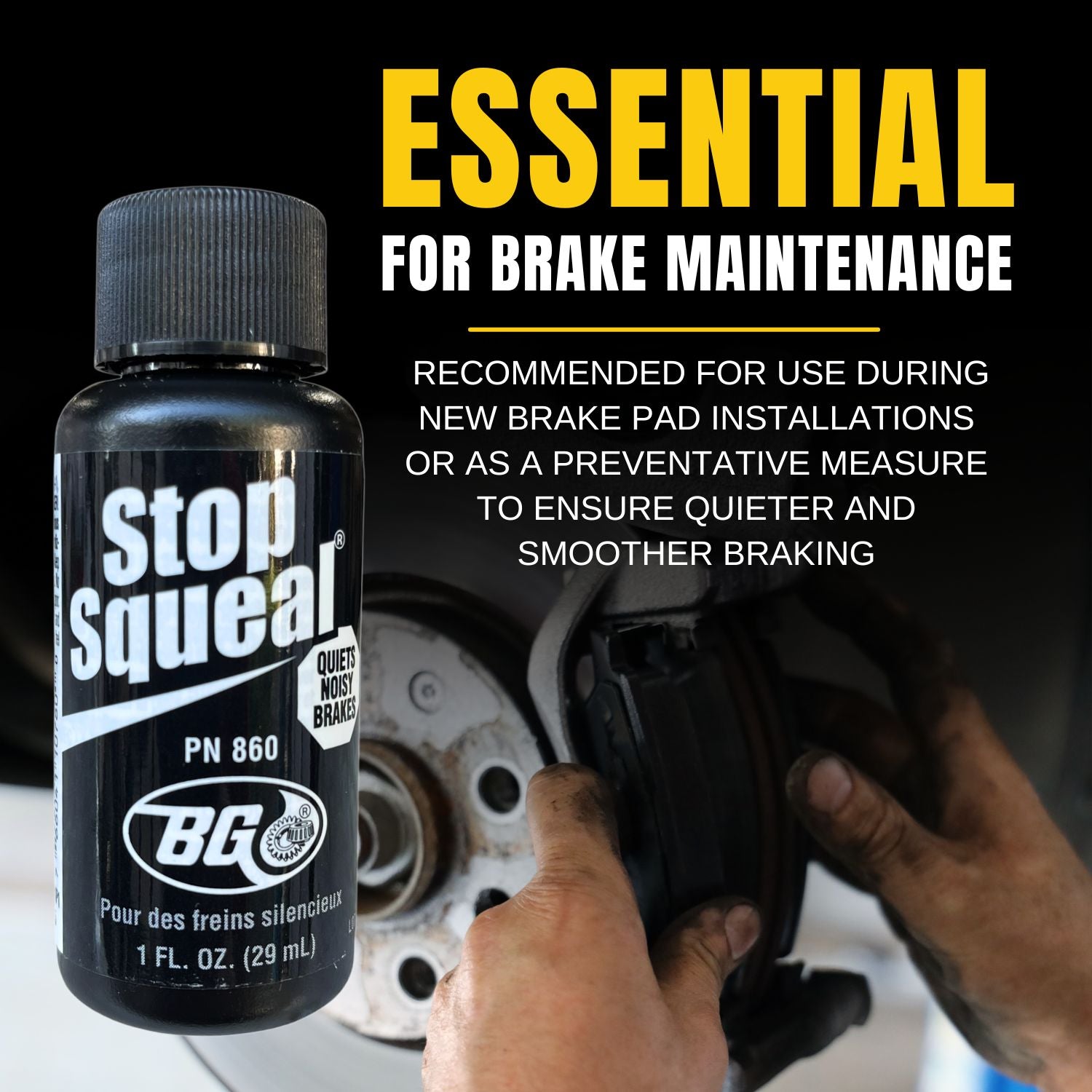 BG Stop Squeal - PN 860, 1 Oz Bottle Infographic 2