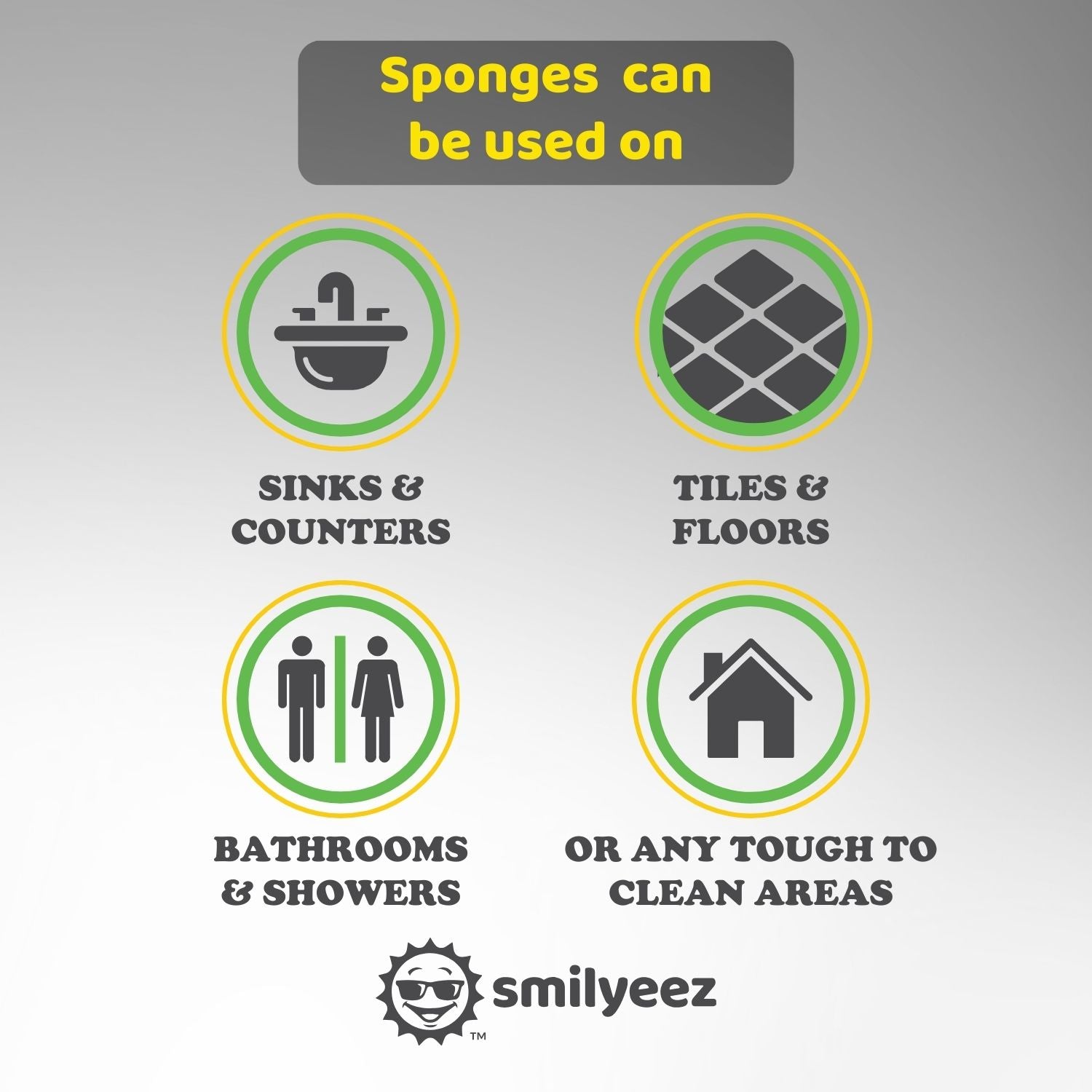 Smile Head for the Scotch Brite Dishwand and 3 Yellow Scrub Moji Sponges