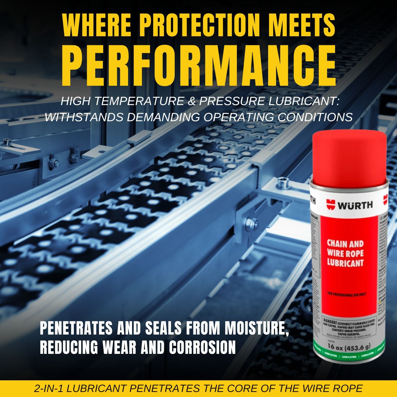 Wurth Chain & Wire Rope Lubricant (16 oz) With a Pocket Screwdriver