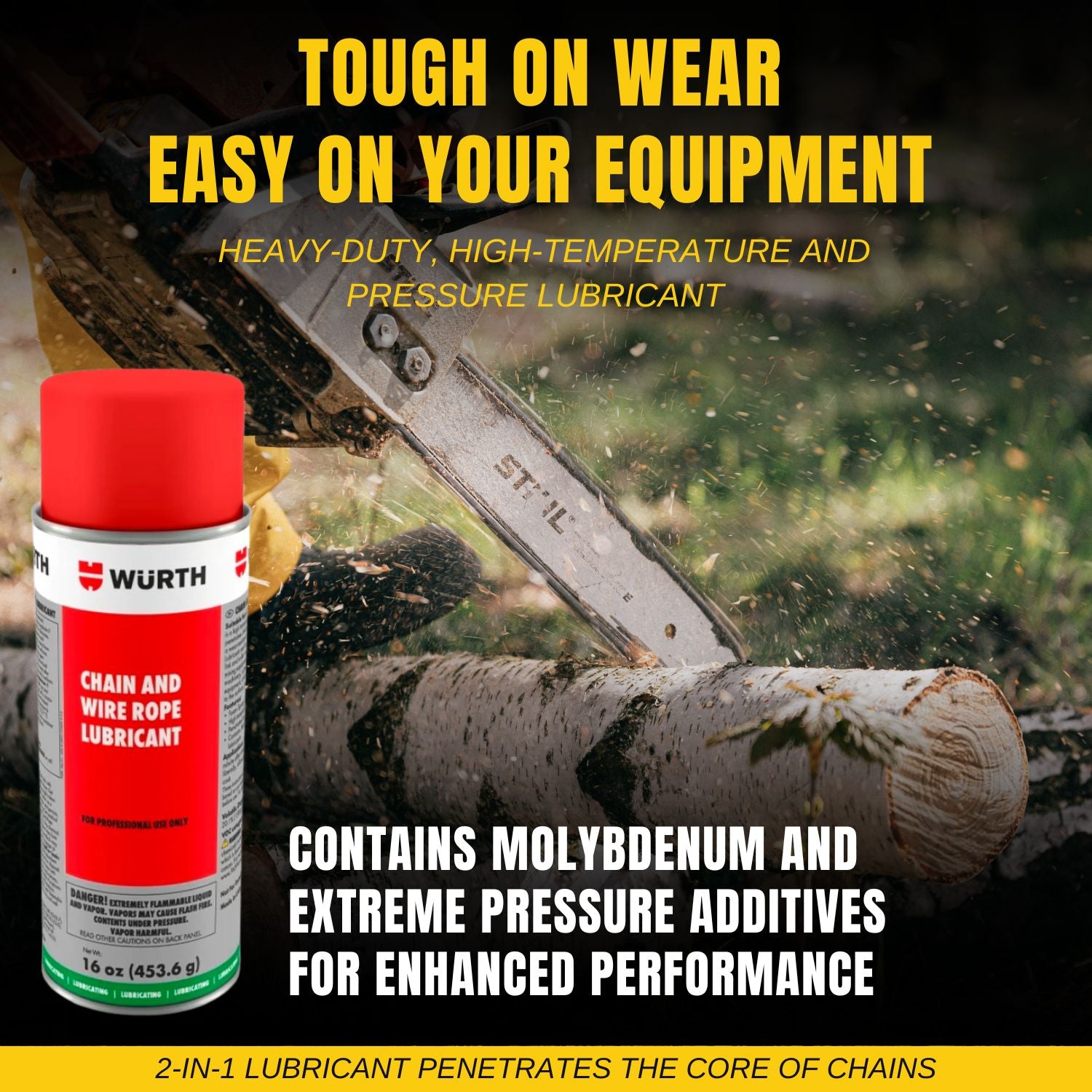 Wurth Chain & Wire Rope Lubricant (16 oz) With a Pocket Screwdriver