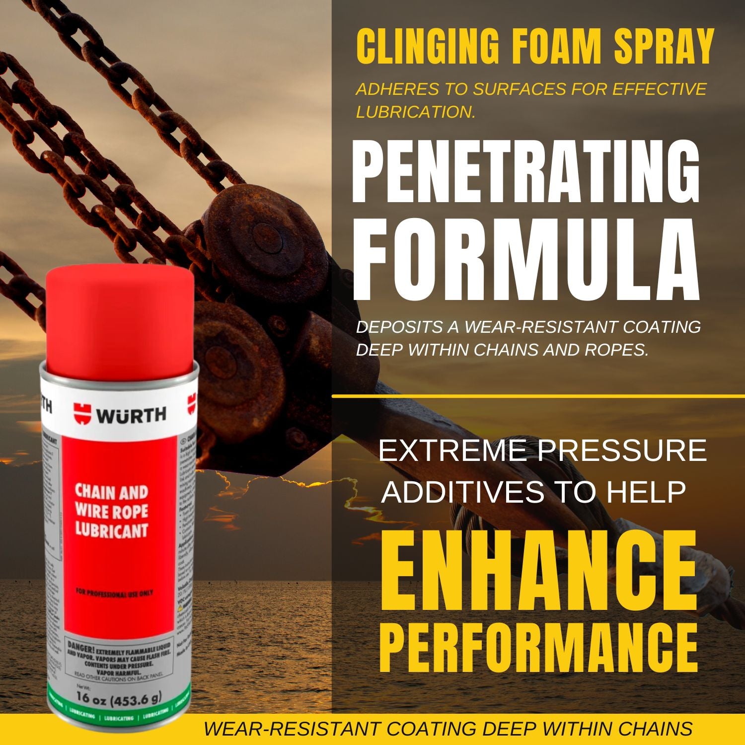 Wurth Chain & Wire Rope Lubricant (16 oz) With a Pocket Screwdriver