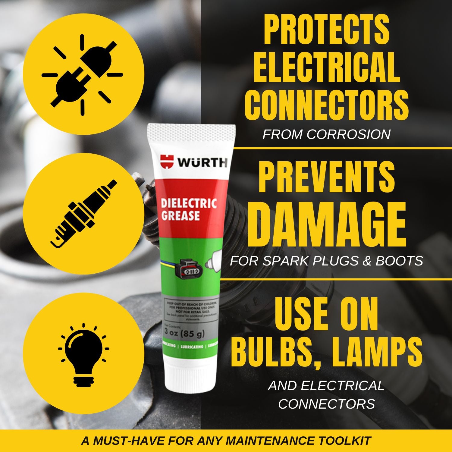 Wurth Dielectric Grease 3 oz Tube (1 Tube) with Pocket Screwdriver.