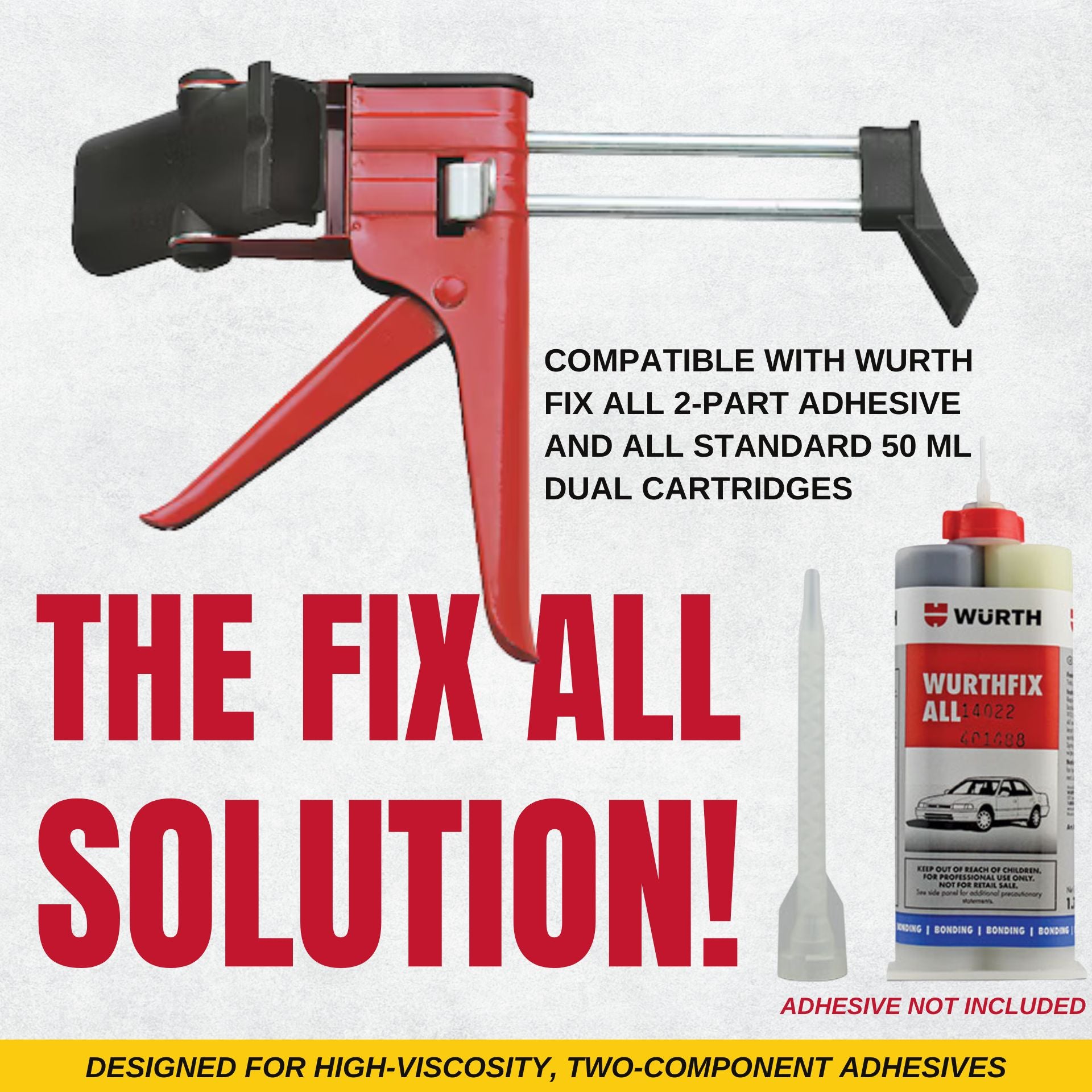 Wurth Manual Dual Cartridge Caulk Gun 50 ml Infographic