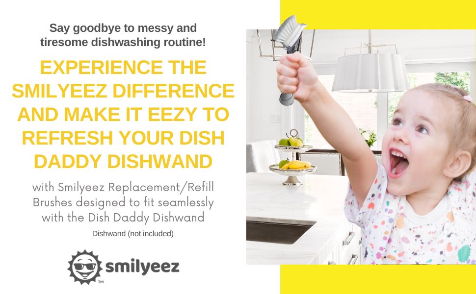 Smilyeez Refills/Replacement Brushes for use with Dish Daddy® - Easy to Install