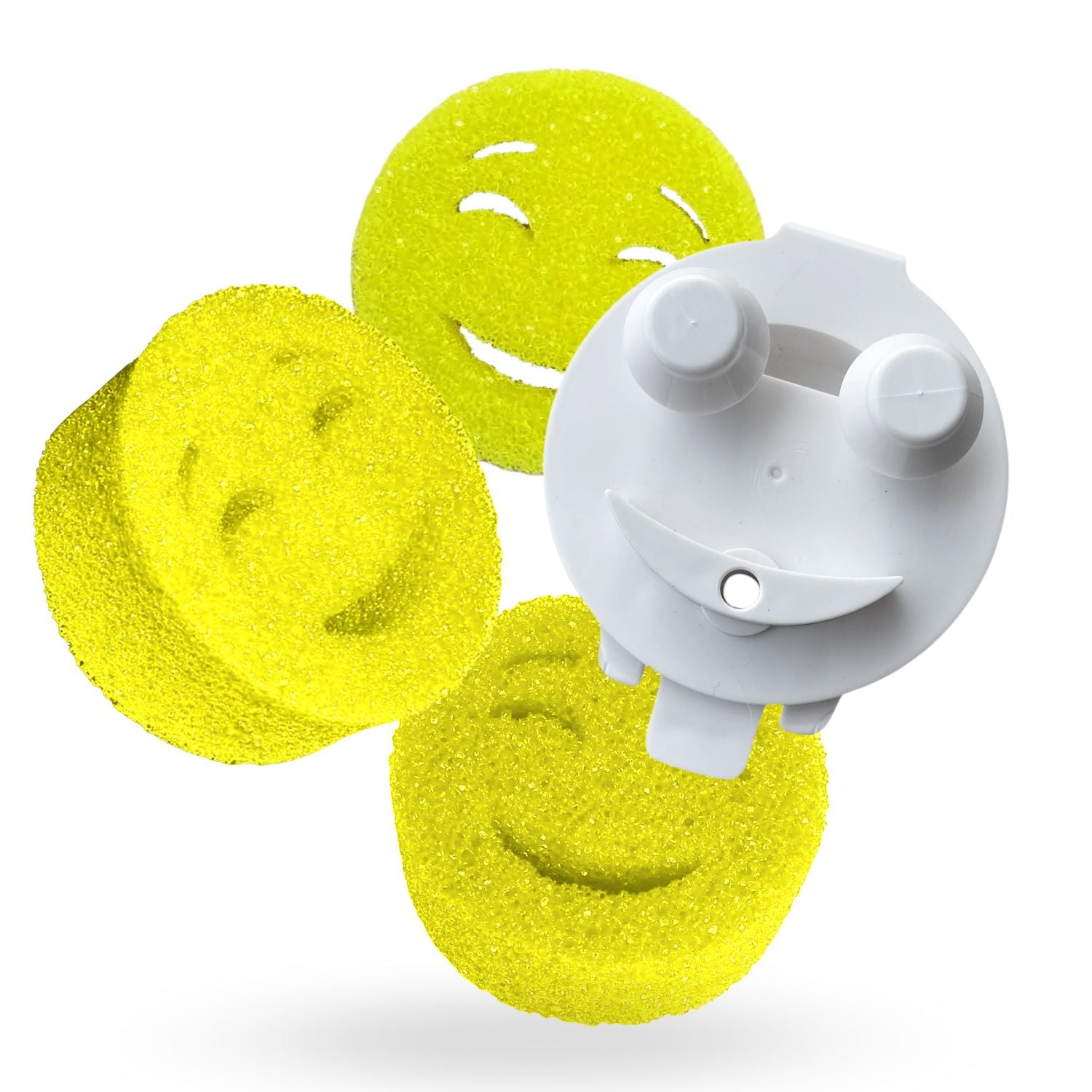 Smile Head for the Scotch Brite Dishwand and 3 Yellow Scrub Moji Sponges