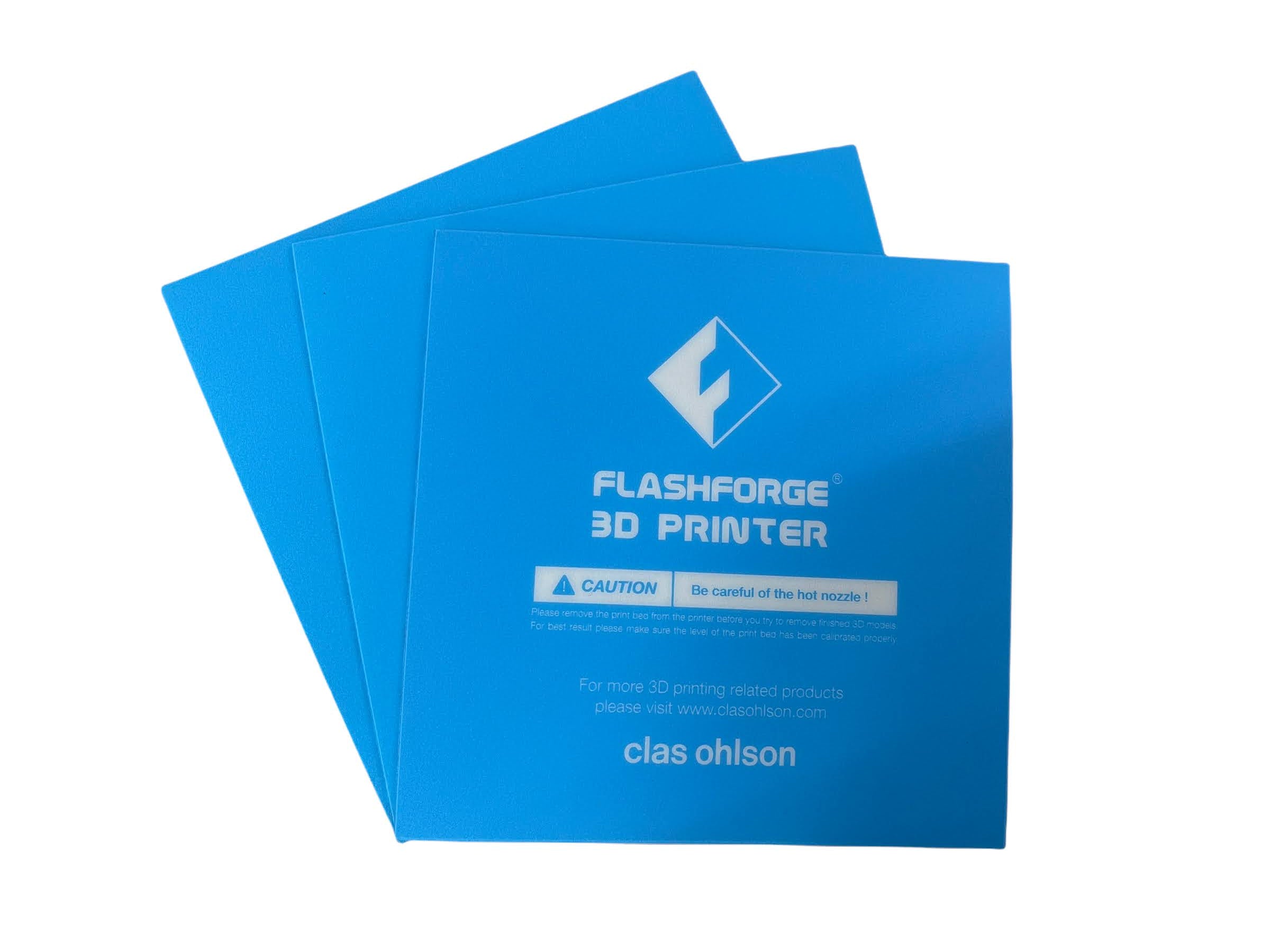 Blue Heated Bed Print Sticker For Build Plate Flashforge Finder 3D Printer 157 x 157mm 3 Pack