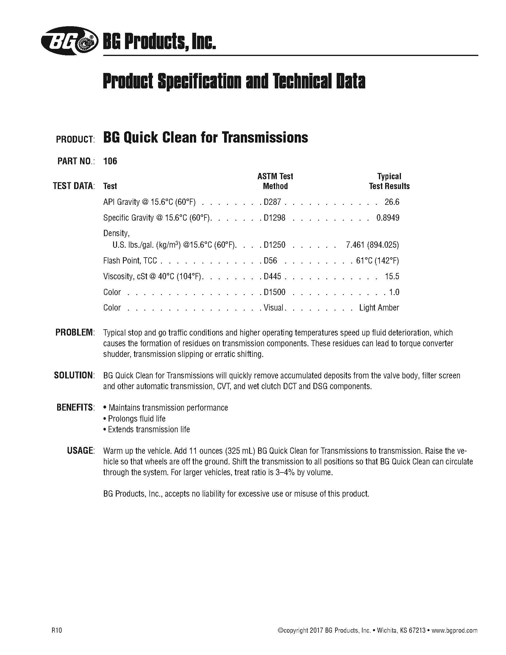 BG Quick Clean for Transmissions PN 106 (1)