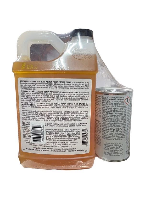 BG Power Clean Steering Flush Kit Clear Synthetic Blend Fluid PN K6700