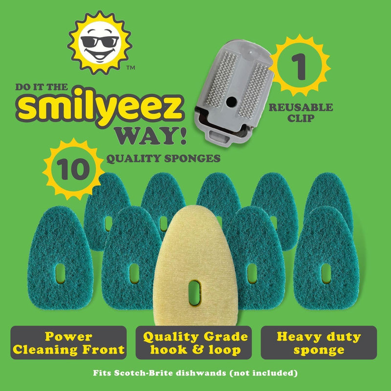 Smilyeez No-Plastic™ Heavy Duty Green Sponge Refill for Scotch-Brite's Dishwand Refill 2