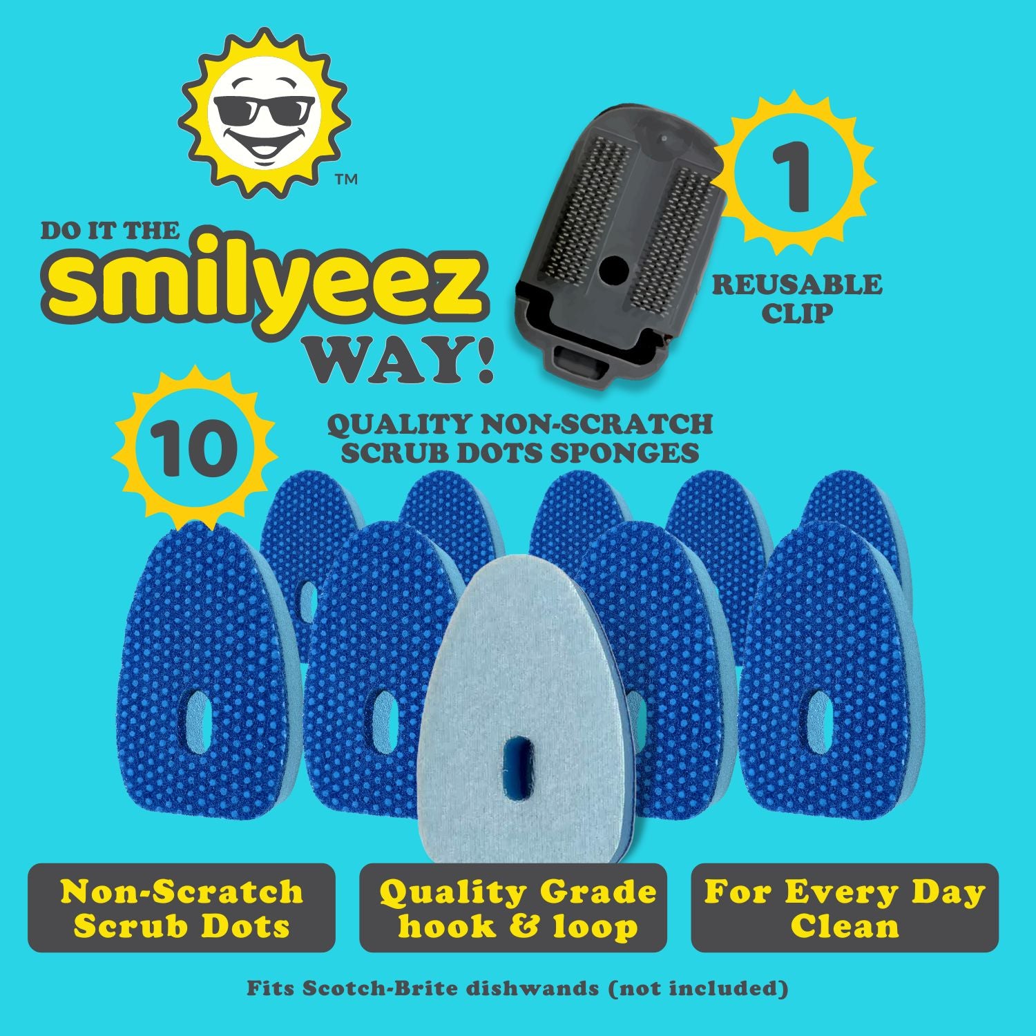 Smilyeez No-Plastic Non-Scratch Blue Dotted Sponge Refill for Scotch-Brite's Dishwand Refill Info