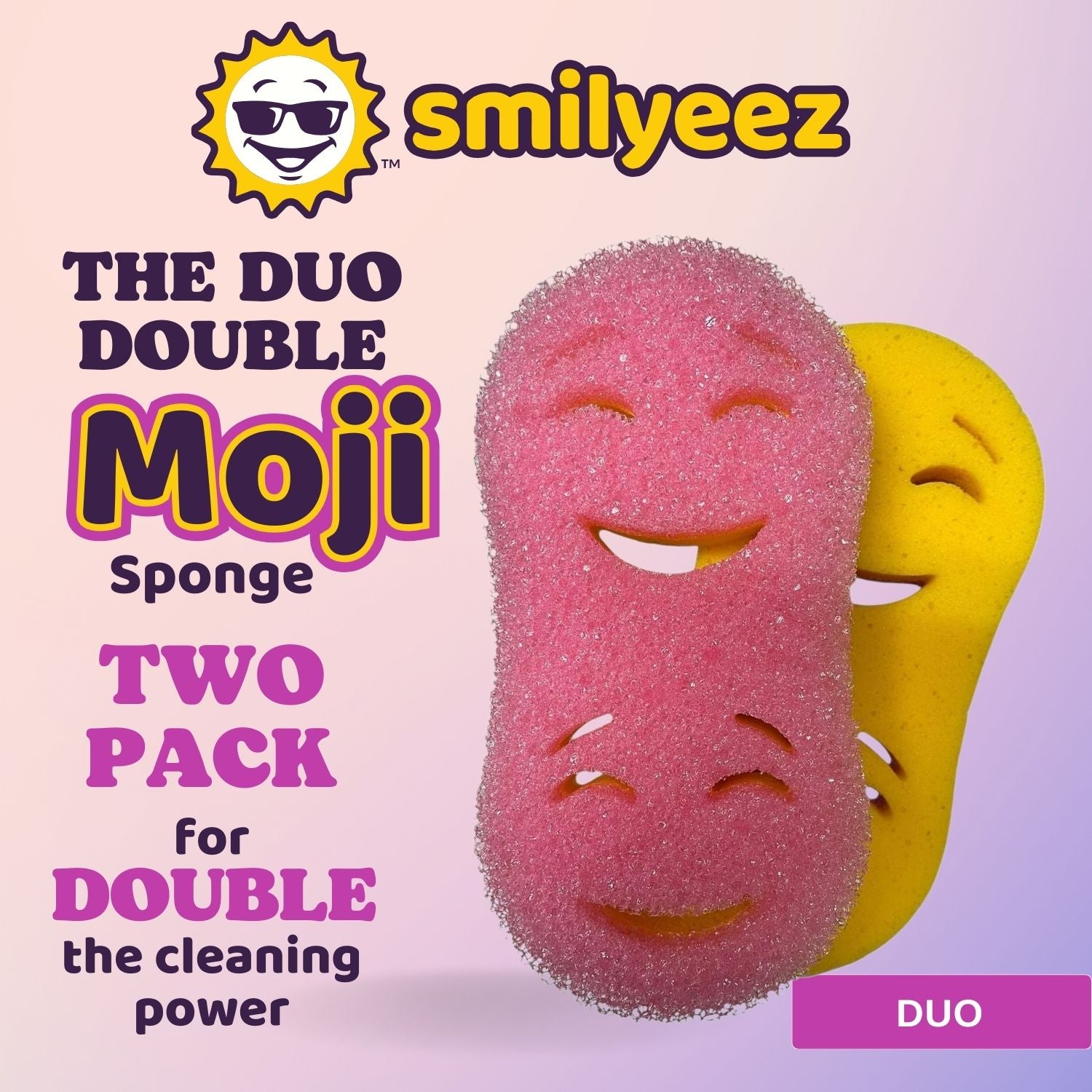 Smilyeez Double Size Scrub Moji Sponge 2-Pack