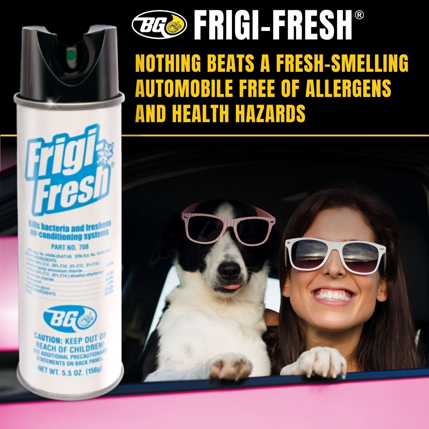 BG Frigi-Fresh Automotive Air Conditioning Cleaner and Freshener Spray (5.5 oz.) PN 708 - Eliminate Odors - Controls Mold & Mildew - With Pocket Screwdriver