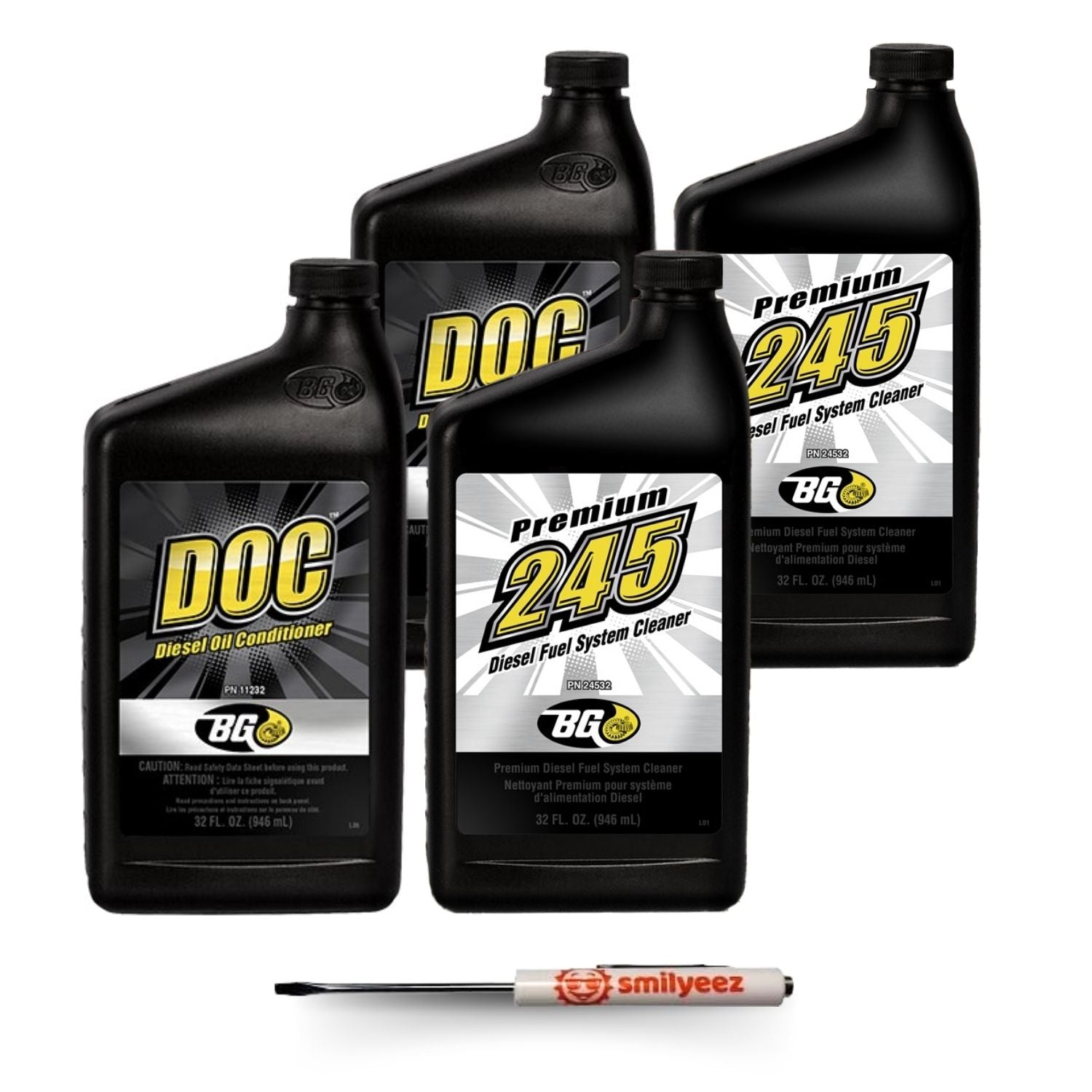 BG 245 Premium Diesel Fuel System Cleaner and BG DOC Diesel Oil Conditioner with a Pocket Screwdriver