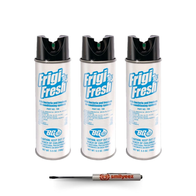 BG Frigi-Fresh Automotive Air Conditioning Cleaner and Freshener Spray (5.5 oz.) PN 708 - Eliminate Odors - Controls Mold & Mildew - With Pocket Screwdriver