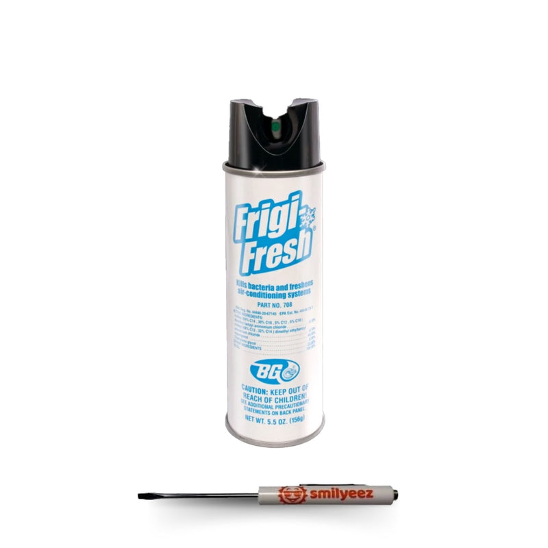 BG Frigi-Fresh Automotive Air Conditioning Cleaner and Freshener Spray (5.5 oz.) PN 708 - Eliminate Odors - Controls Mold & Mildew - With Pocket Screwdriver