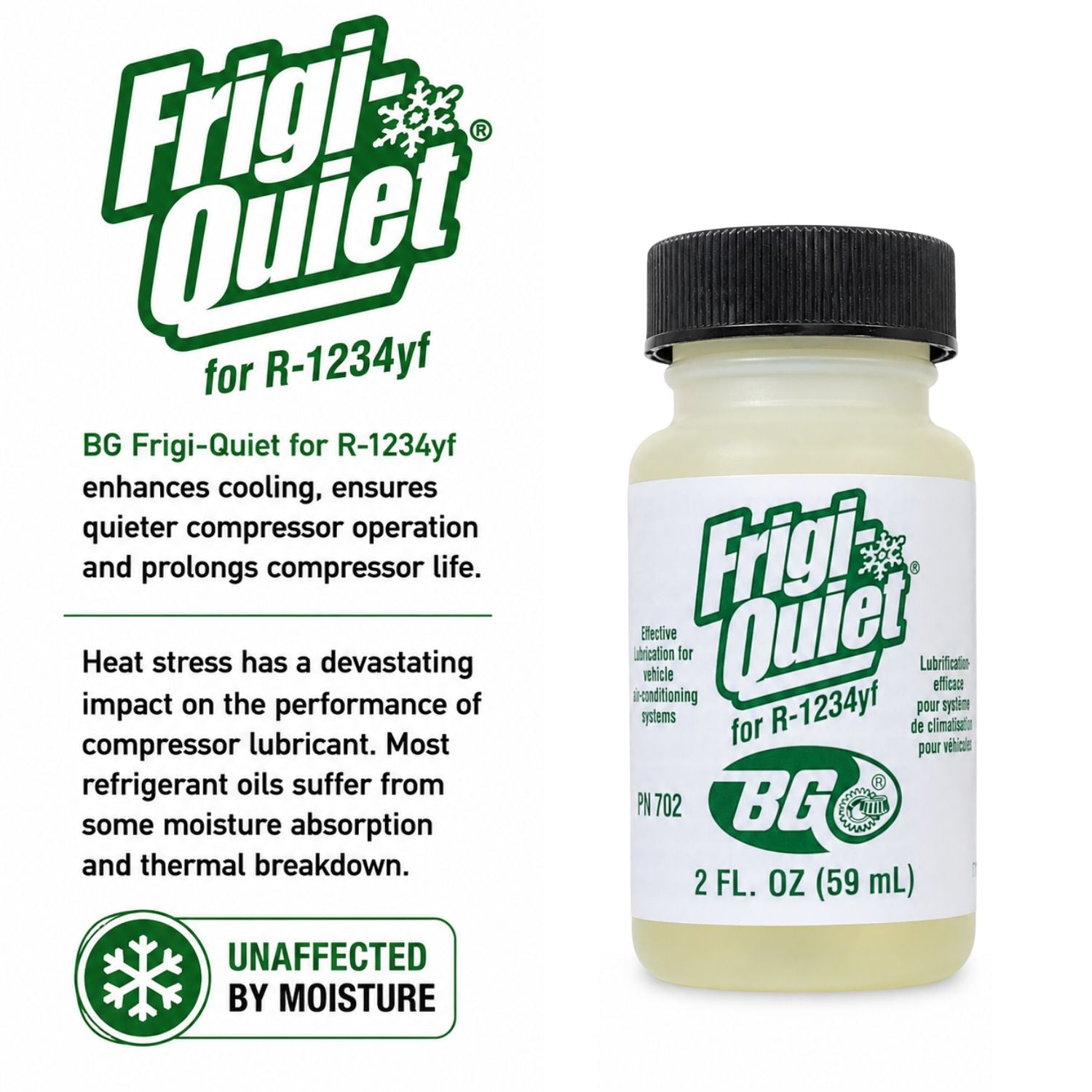 BG Frigi-Quiet for R-1234yf PN 702 2 Ounce Bottle With Pocket Screwdriver