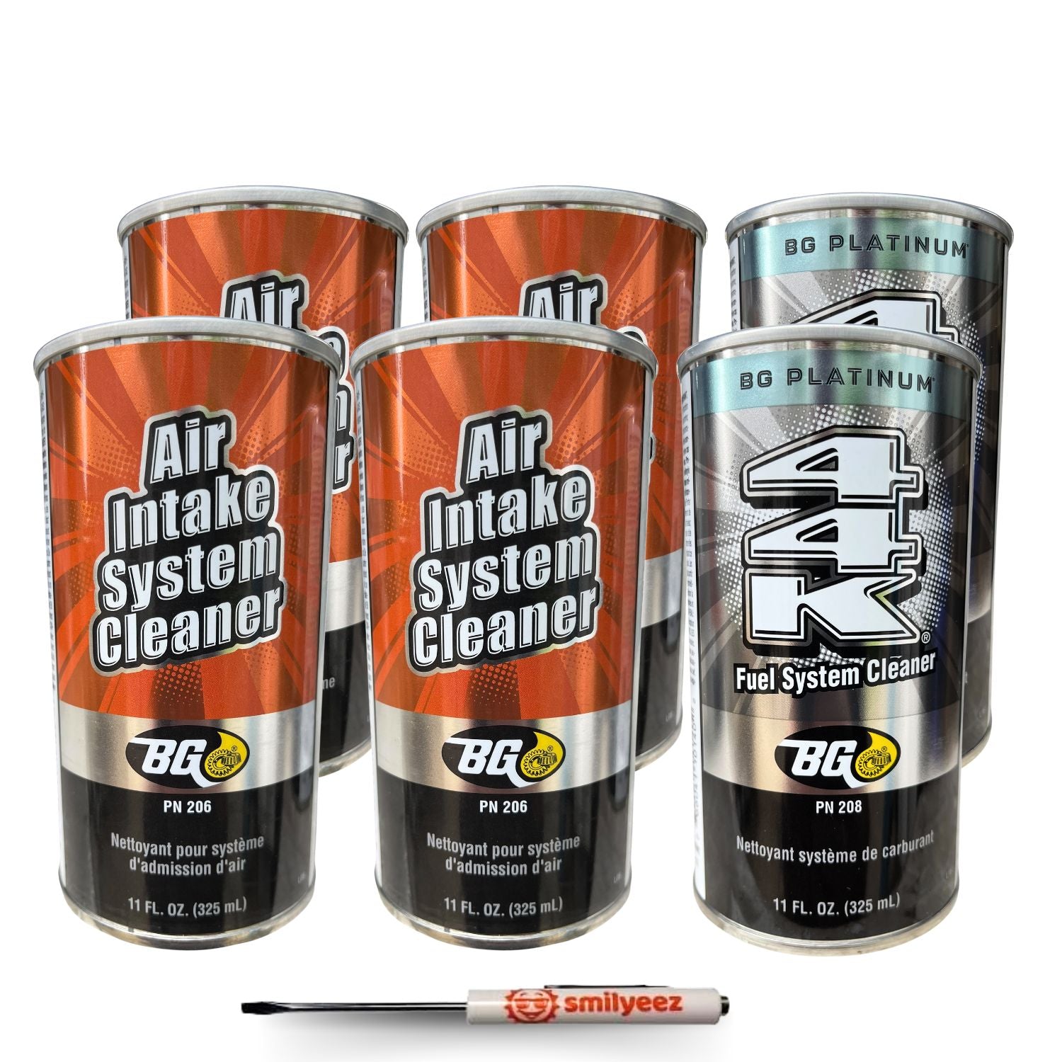 BG Fuel Induction Service Kit PN 2902 Intake and Fuel System Cleaner PN 206 & PN 208 44k With Smilyeez Pocket Screwdriver