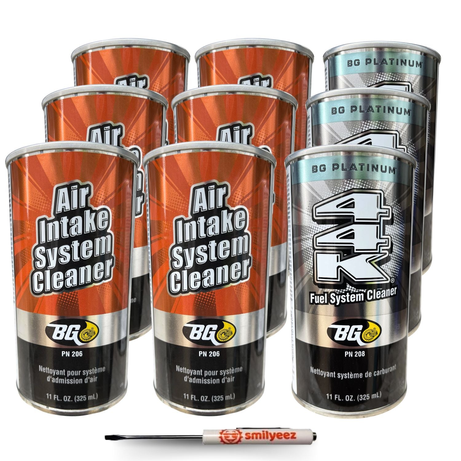 BG Fuel Induction Service Kit PN 2902 Intake and Fuel System Cleaner PN 206 & PN 208 44k With Smilyeez Pocket Screwdriver