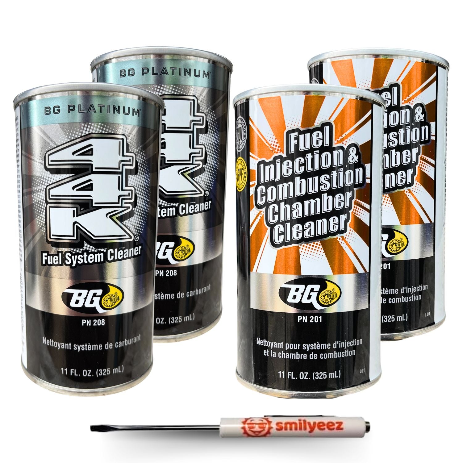 BG K1003 Fuel Injection & Combustion Chamber Cleaner PN 201 & BG Platinum 44K Fuel System Cleaner PN 208 With Pocket Screwdriver