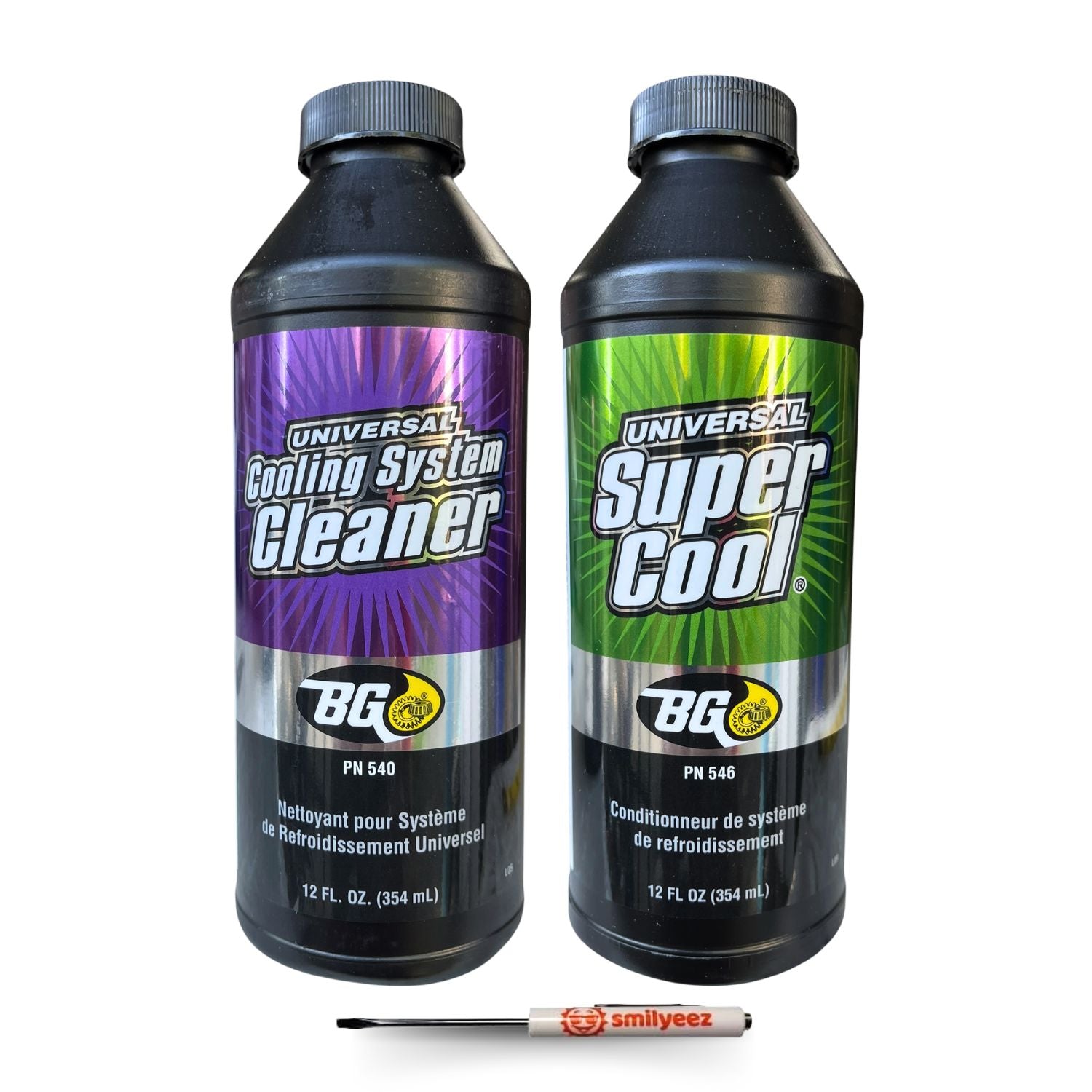 BG K5901 Cooling System Flush Coolant Service Kit BG Universal Cooling System Cleaner PN 540 & BG Universal Super Cool PN 546 With Pocket Screwdriver