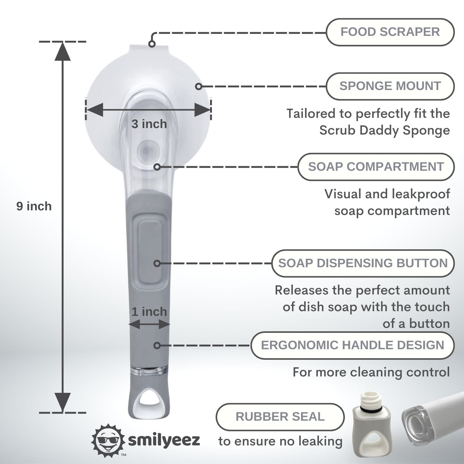 The Original Smiling Sponge Handle Soap Dispensing Handle for Scrub Da ...