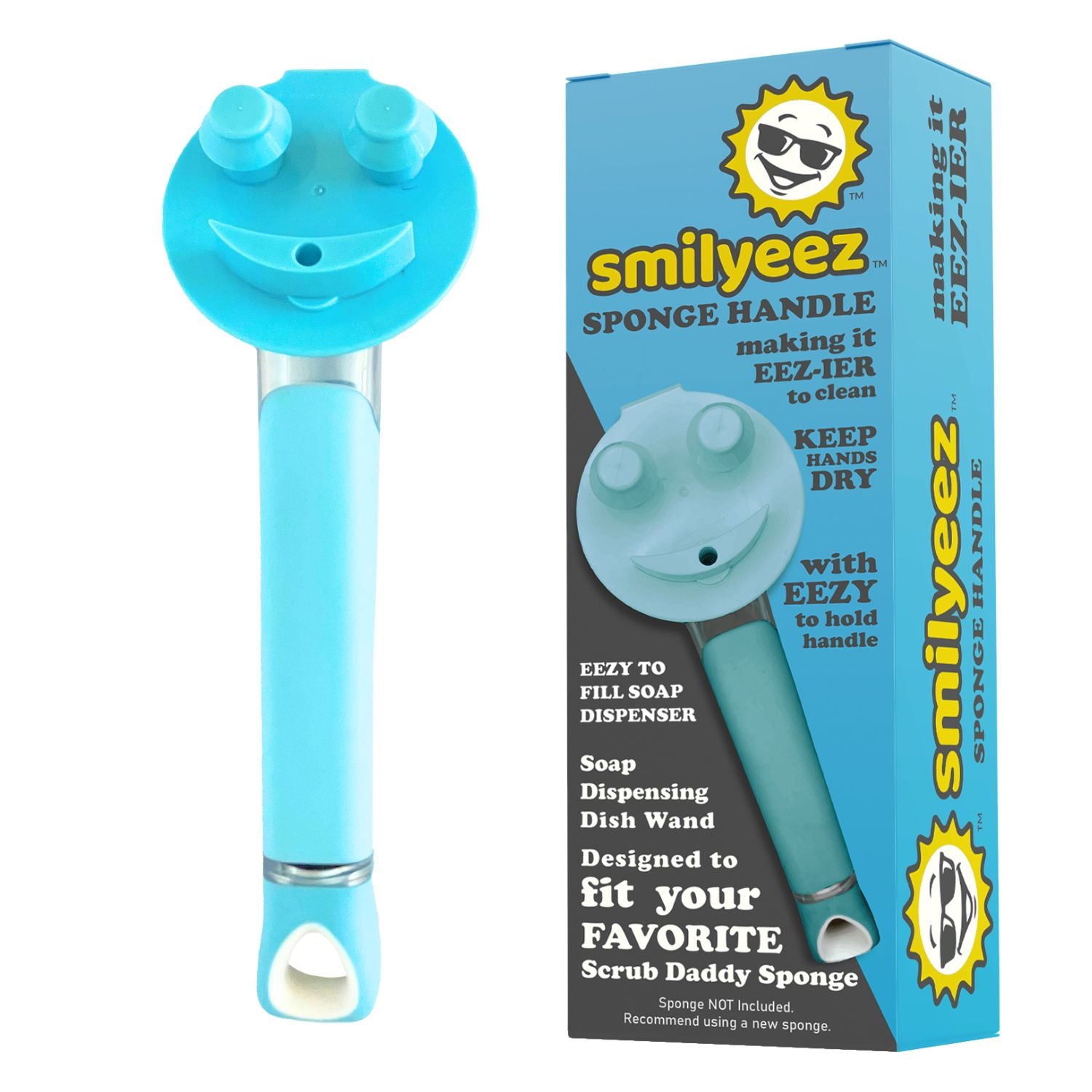 Smilyeez Dishwand Cleaning Kit with (1) Smiling Dishwand, (1) Smilyeez Dishwand, (4) Variety of Sponges and (1) Reusable Clip