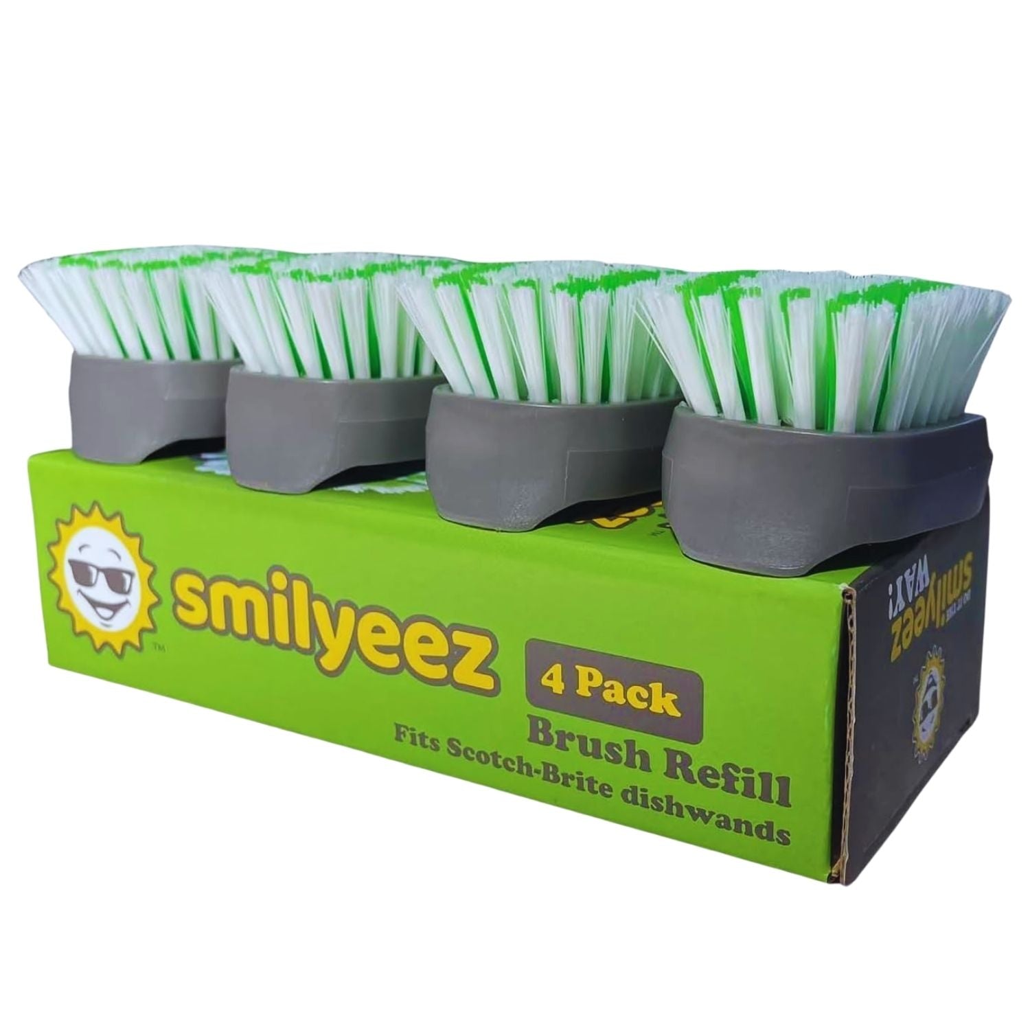 Smilyeez Brush Replacement Refill Brush for Scotch Brite Dishwand, 4-Pack, Easy to Install