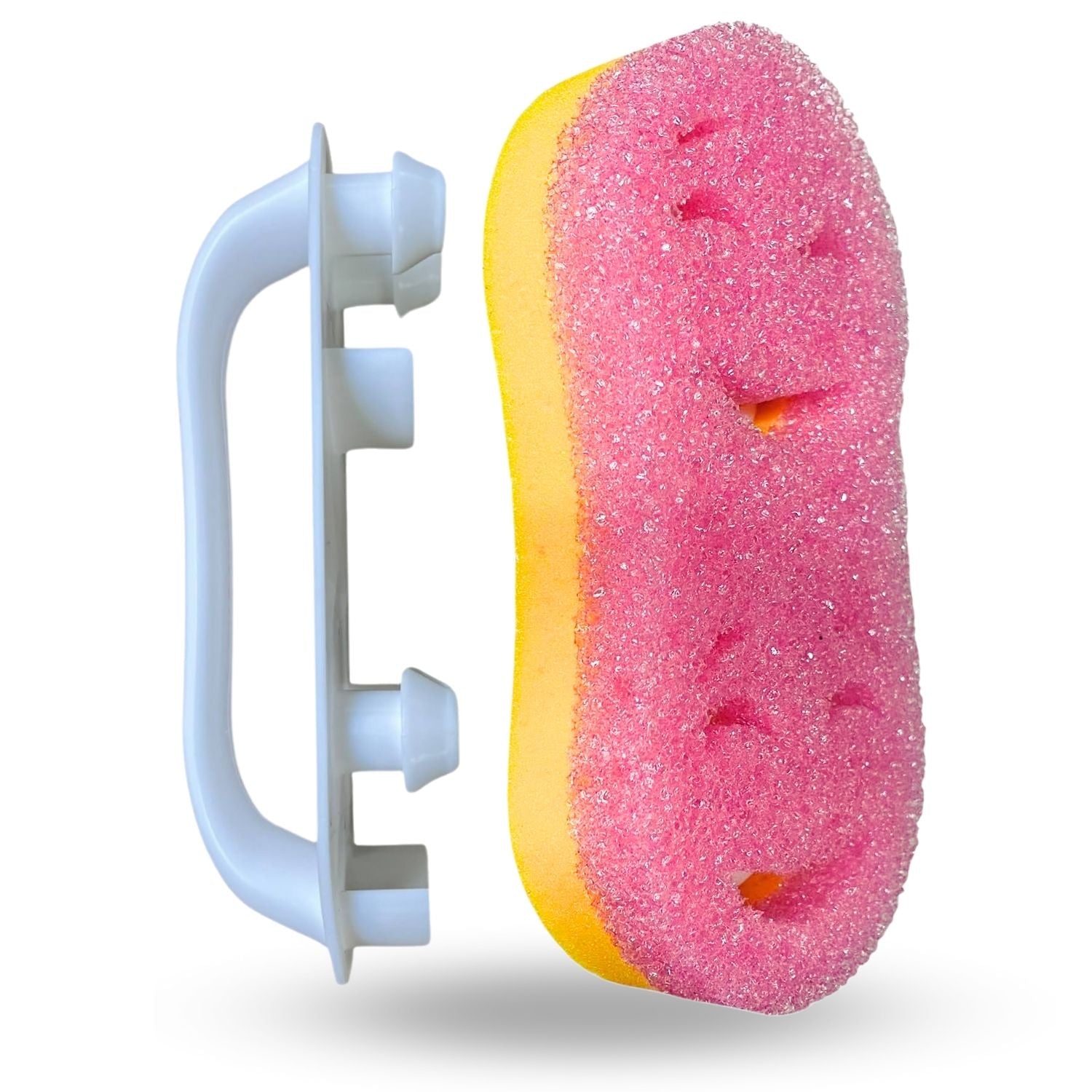 (2) Smilyeez Double Size Scrub Moji Sponges With (1) Scrub Moji Dual Handle Combo
