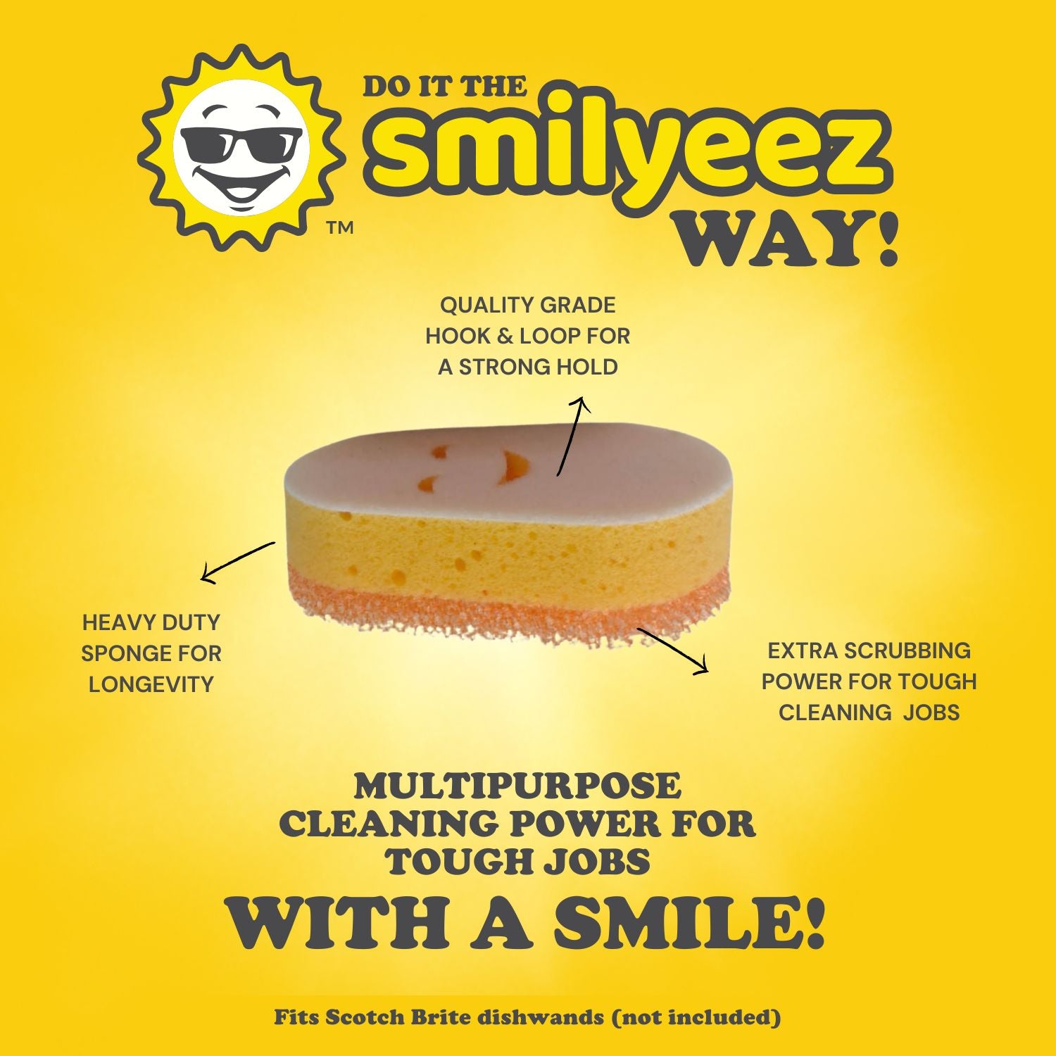 Smilyeez Mini Moji Scrubbing Sponge Refills for Scotch Brite Dishwand (10 Pack)