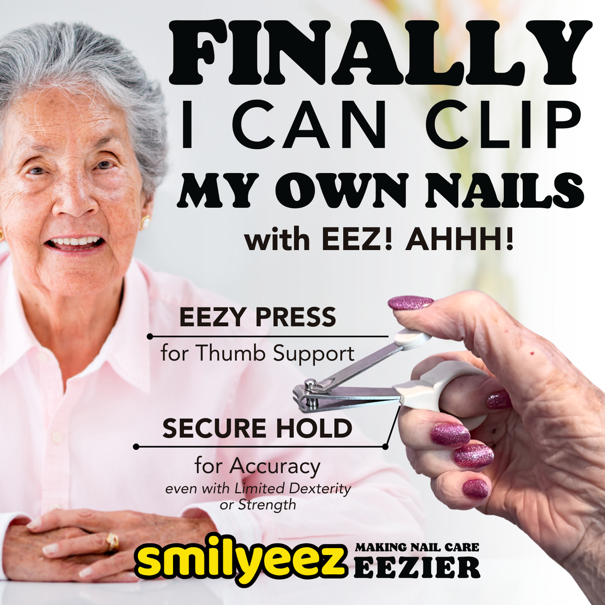 Original Smilyeez EEZY Grip Nail Clippers. EEZY to HOLD Hard to Drop