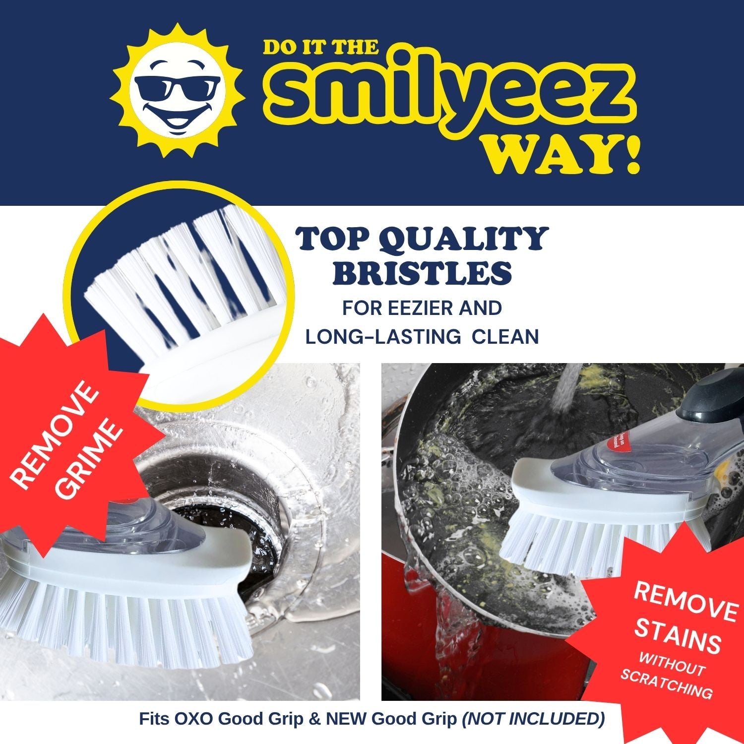 Dish Scrub Brush Refill for OXO Good Grip & NEW Good Grip Dishwand 4 Pack