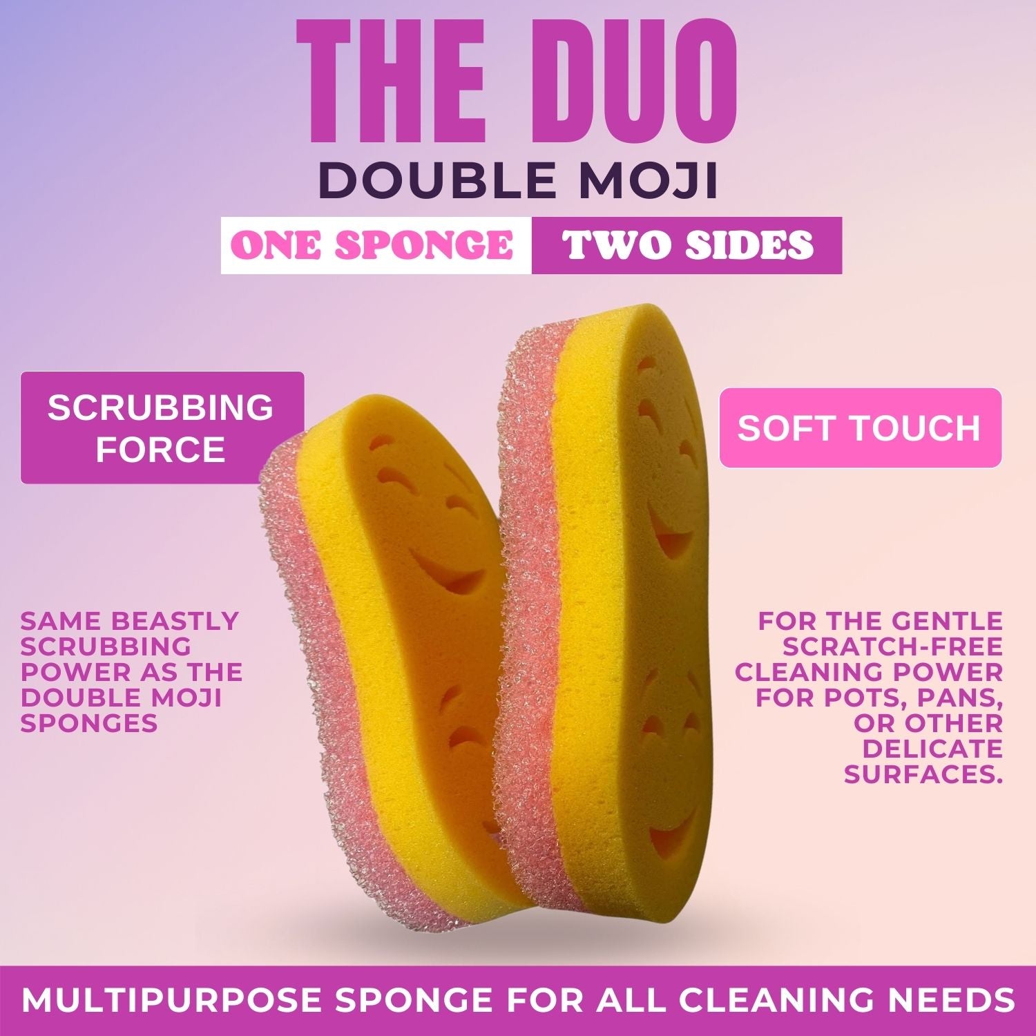 Smilyeez Double Size Scrub Moji Sponge 2-Pack