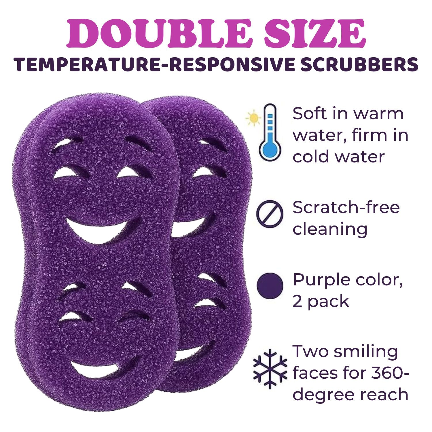 Smilyeez Double Size Scrub Moji Sponge 2-Pack