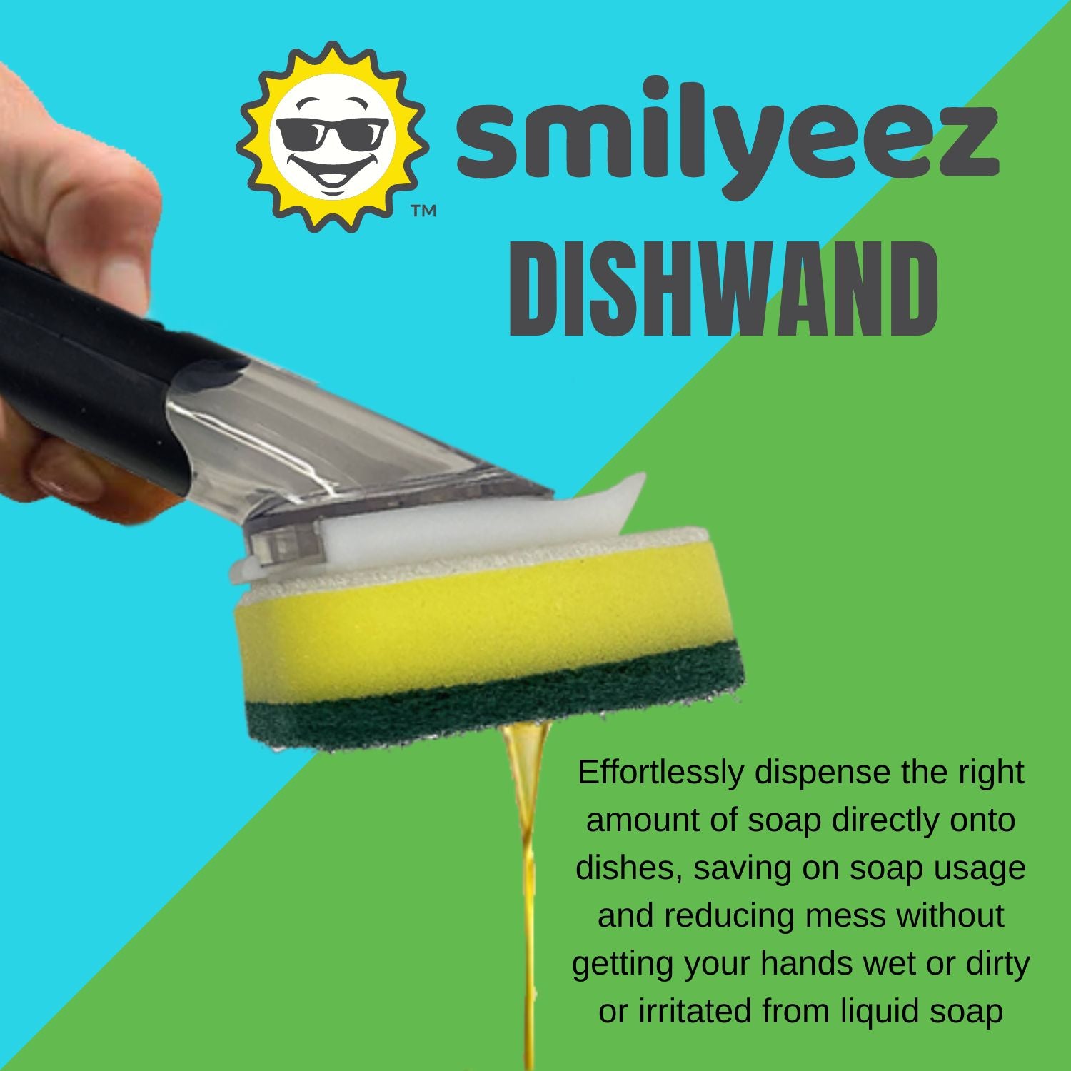 Smilyeez Dishwand Cleaning Kit with (1) Smiling Dishwand, (1) Smilyeez Dishwand, (4) Variety of Sponges and (1) Reusable Clip