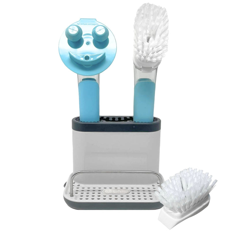 Smilyeez Caddy Kit, Sink Caddy, Smilyeez Smiling Dishwand, and Smilyeez Dishwand with 2 Scrub Brushes